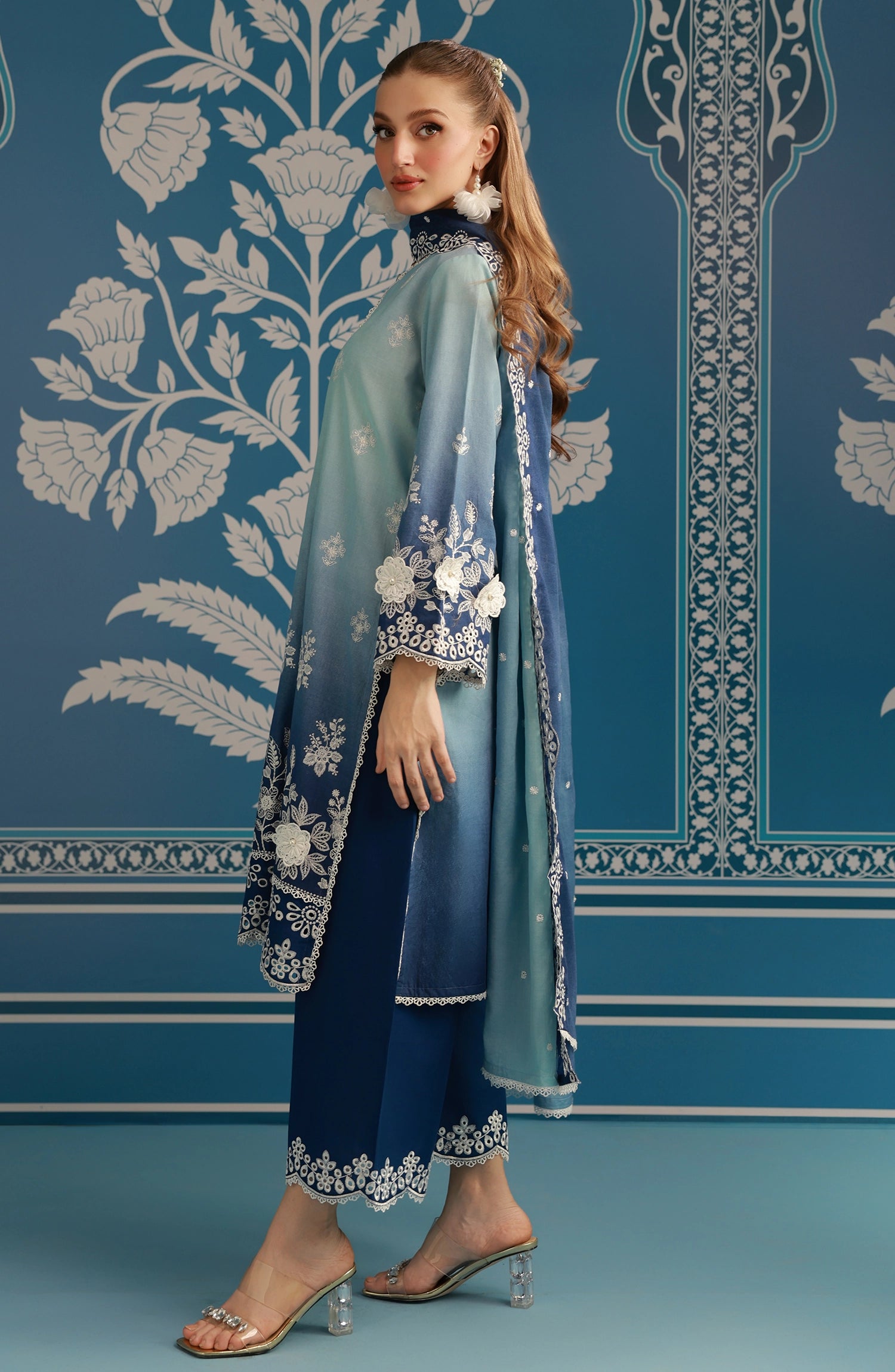 Stitched | 3 Piece | Embroidered | Lawn Shirt | WRFC25S-3009/S BLUE