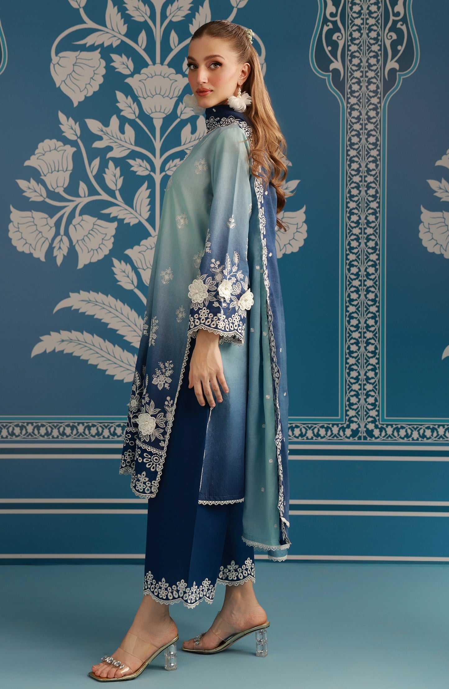 Stitched | 3 Piece | Embroidered | Lawn Shirt | WRFC25S-3009/S BLUE