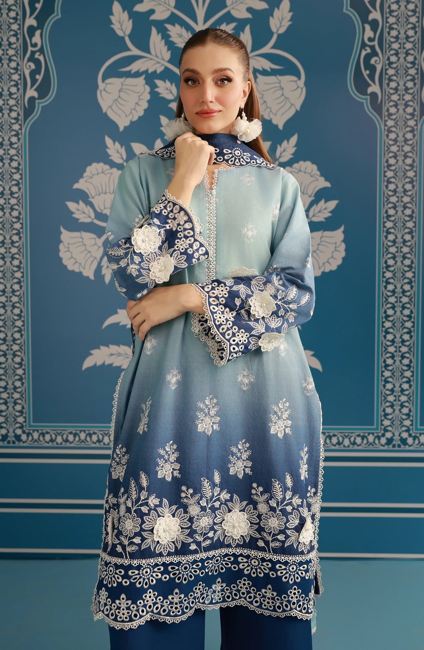 Stitched | 3 Piece | Embroidered | Lawn Shirt | WRFC25S-3009/S BLUE