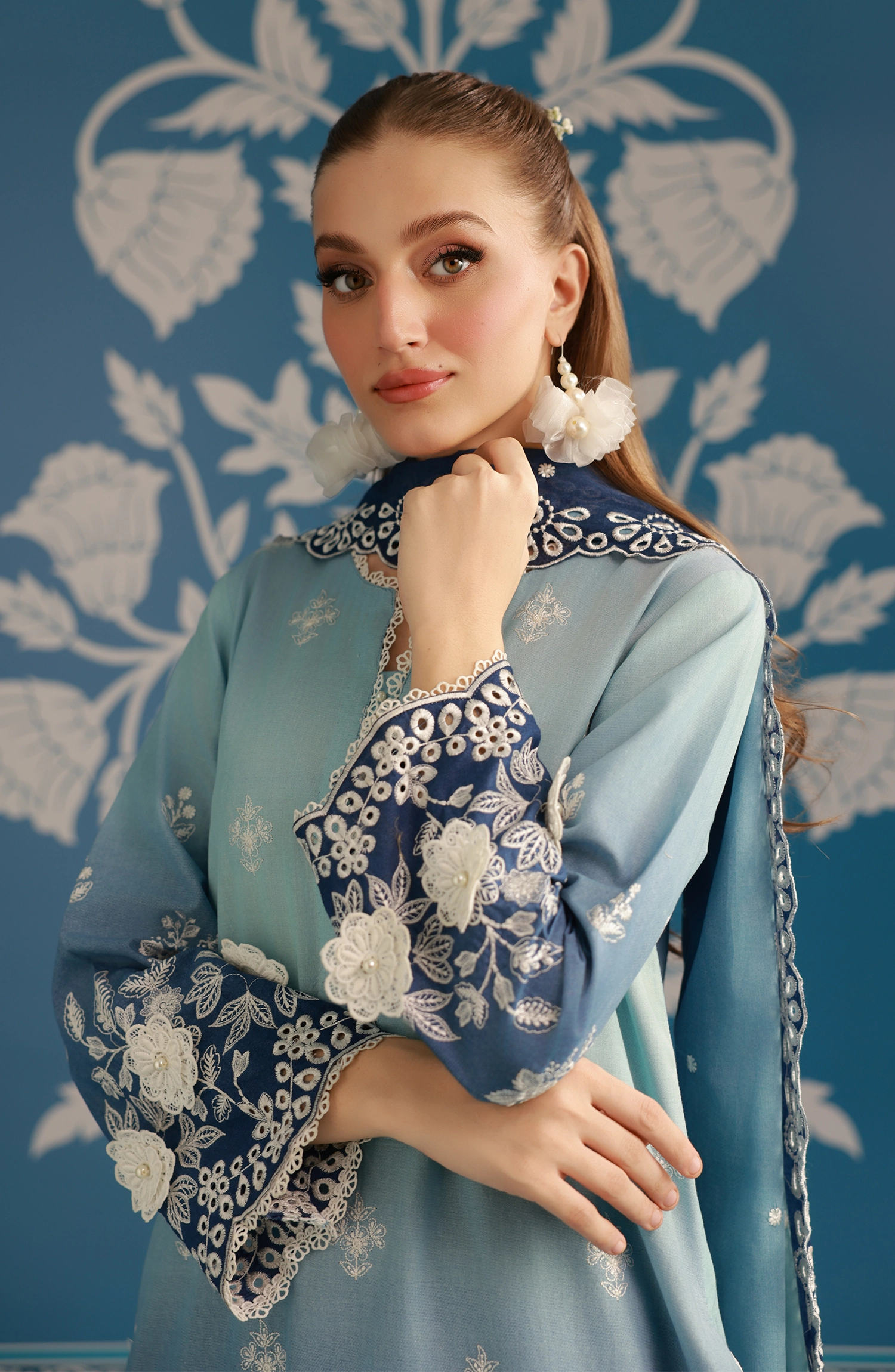 Stitched | 3 Piece | Embroidered | Lawn Shirt | WRFC25S-3009/S BLUE