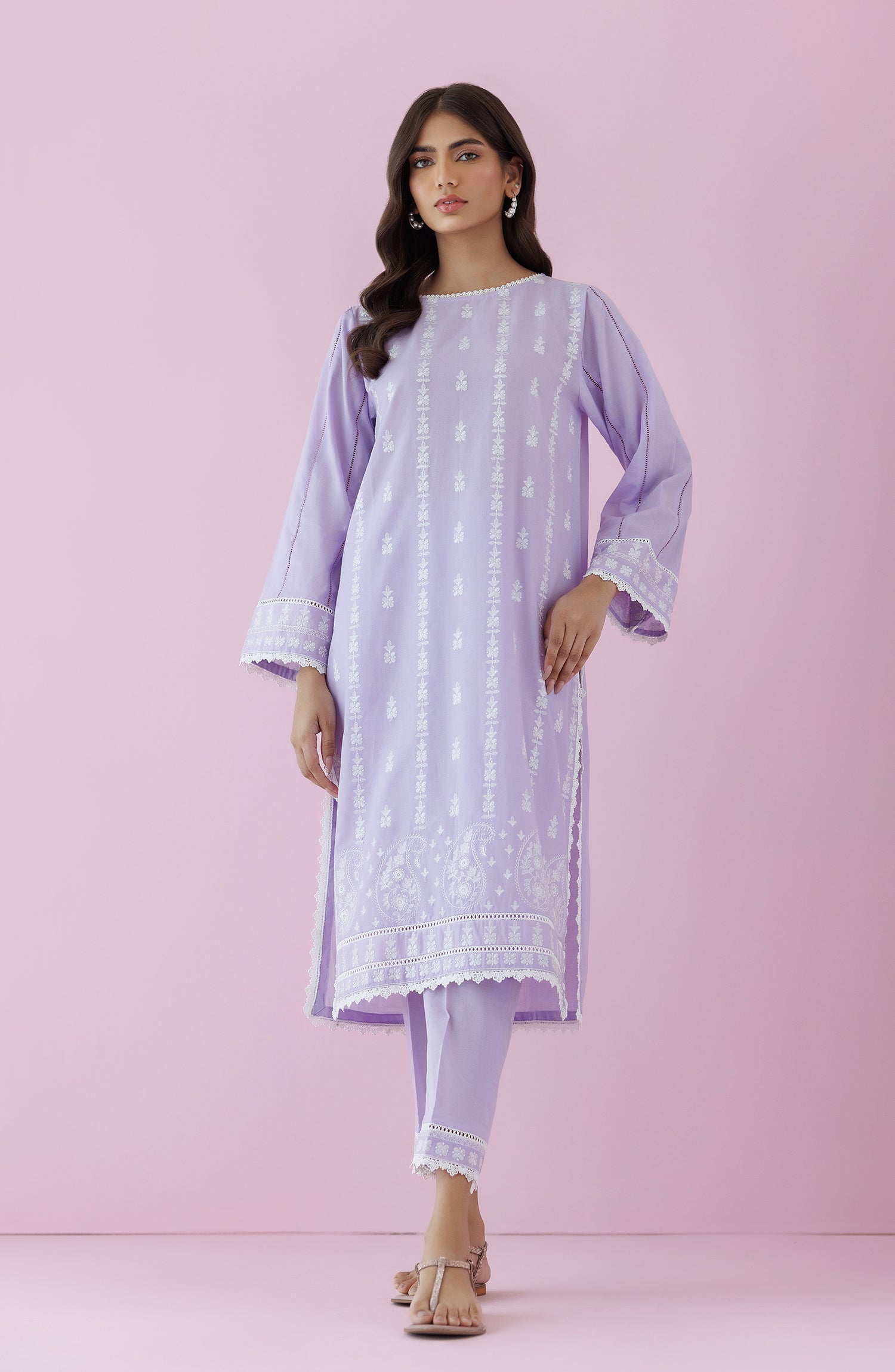 Stitched 2 Piece Embroidered Lawn Shirt and Cambric Pant (WRHC24S-2023)