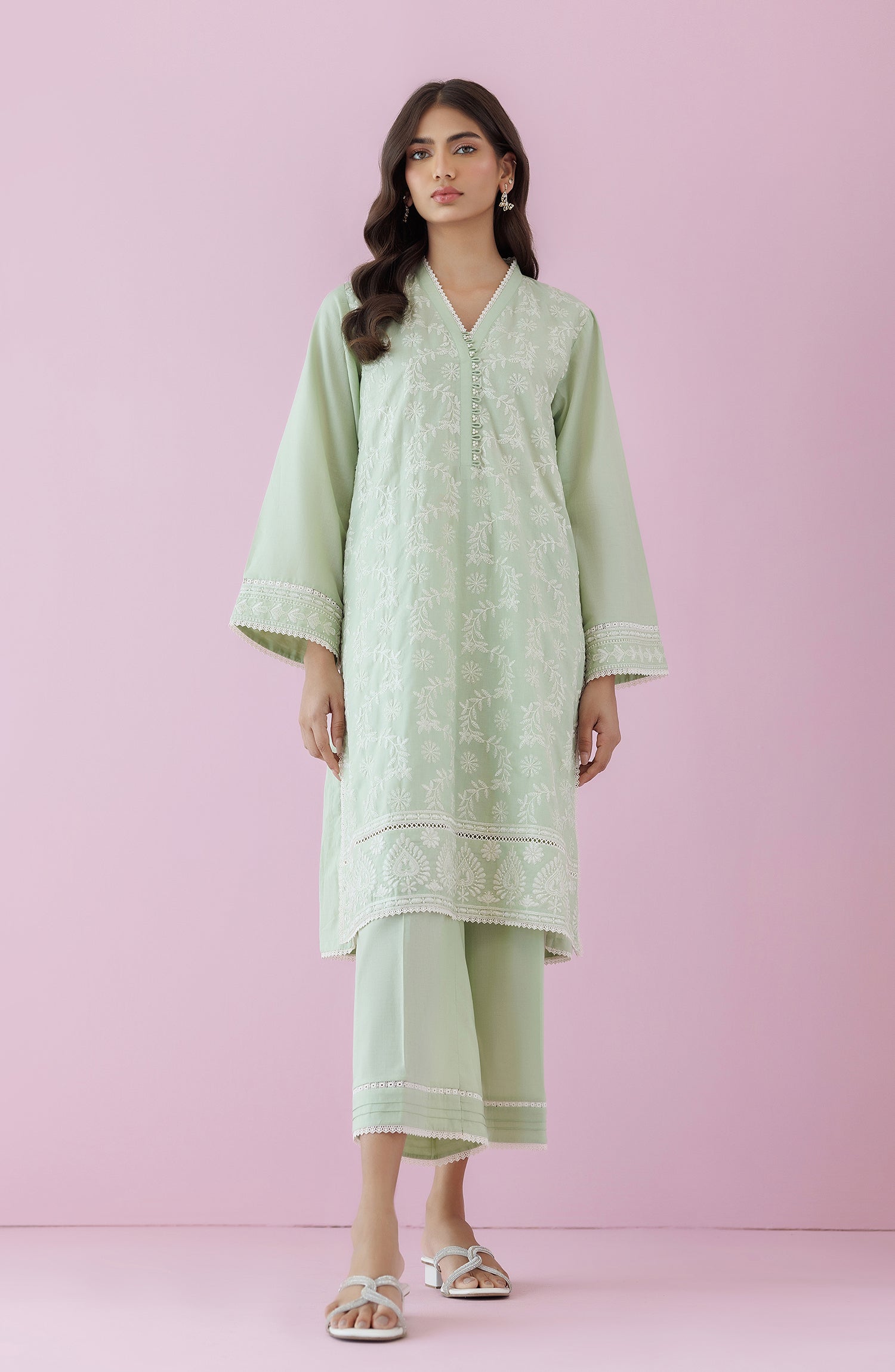 Stitched 2 Piece Embroidered Lawn Shirt and Cambric Pant (WRHC24S-2019)