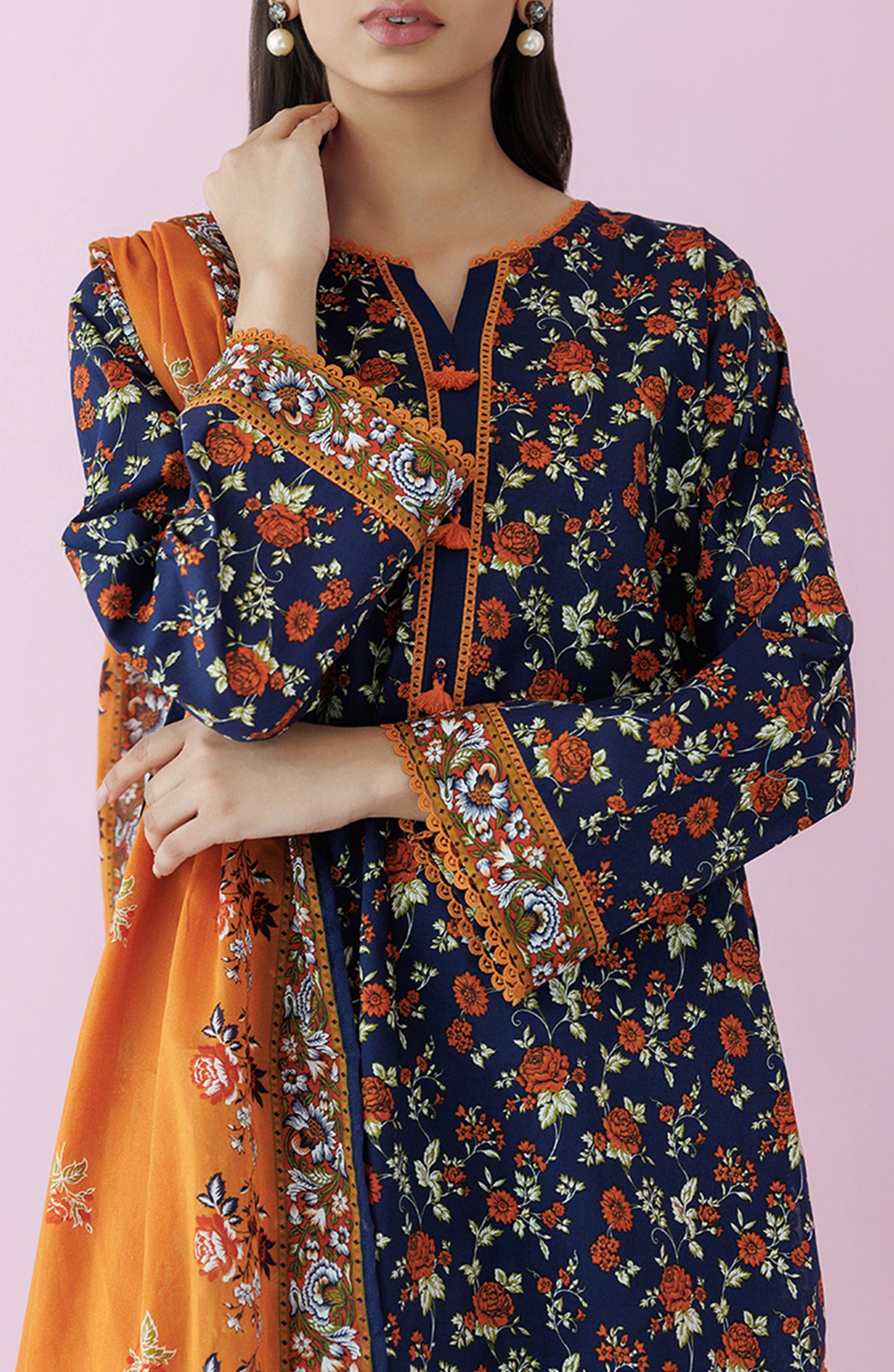 NRDS-24-001/U BLUE LAWN  UNSTITCHED SHIRT DUPATTA
