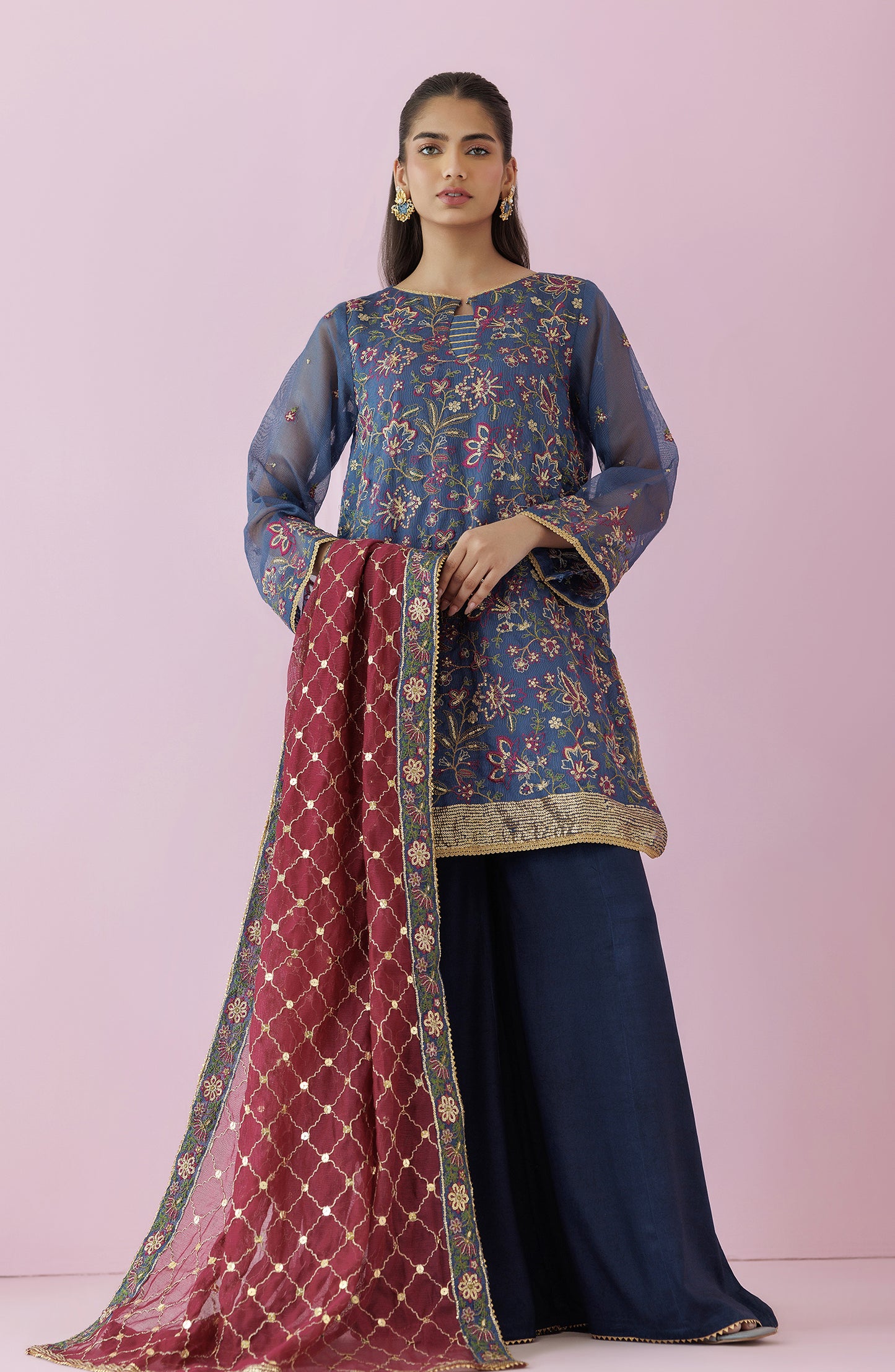 WRFK24S-3005 KHADDI NET Women READY TO WEAR SHIRT DUPATTA PANTS