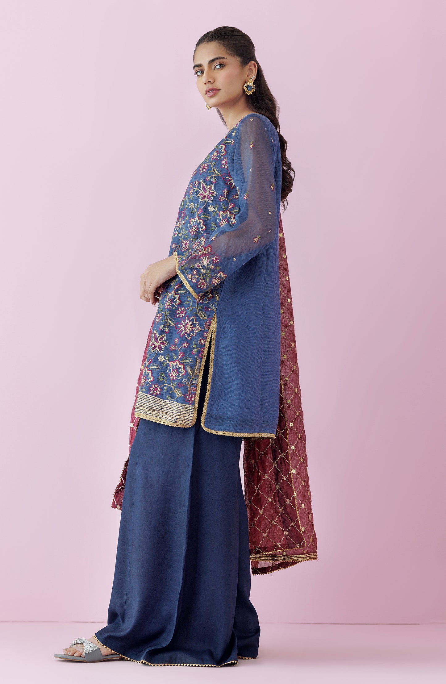 WRFK24S-3005 KHADDI NET Women READY TO WEAR SHIRT DUPATTA PANTS
