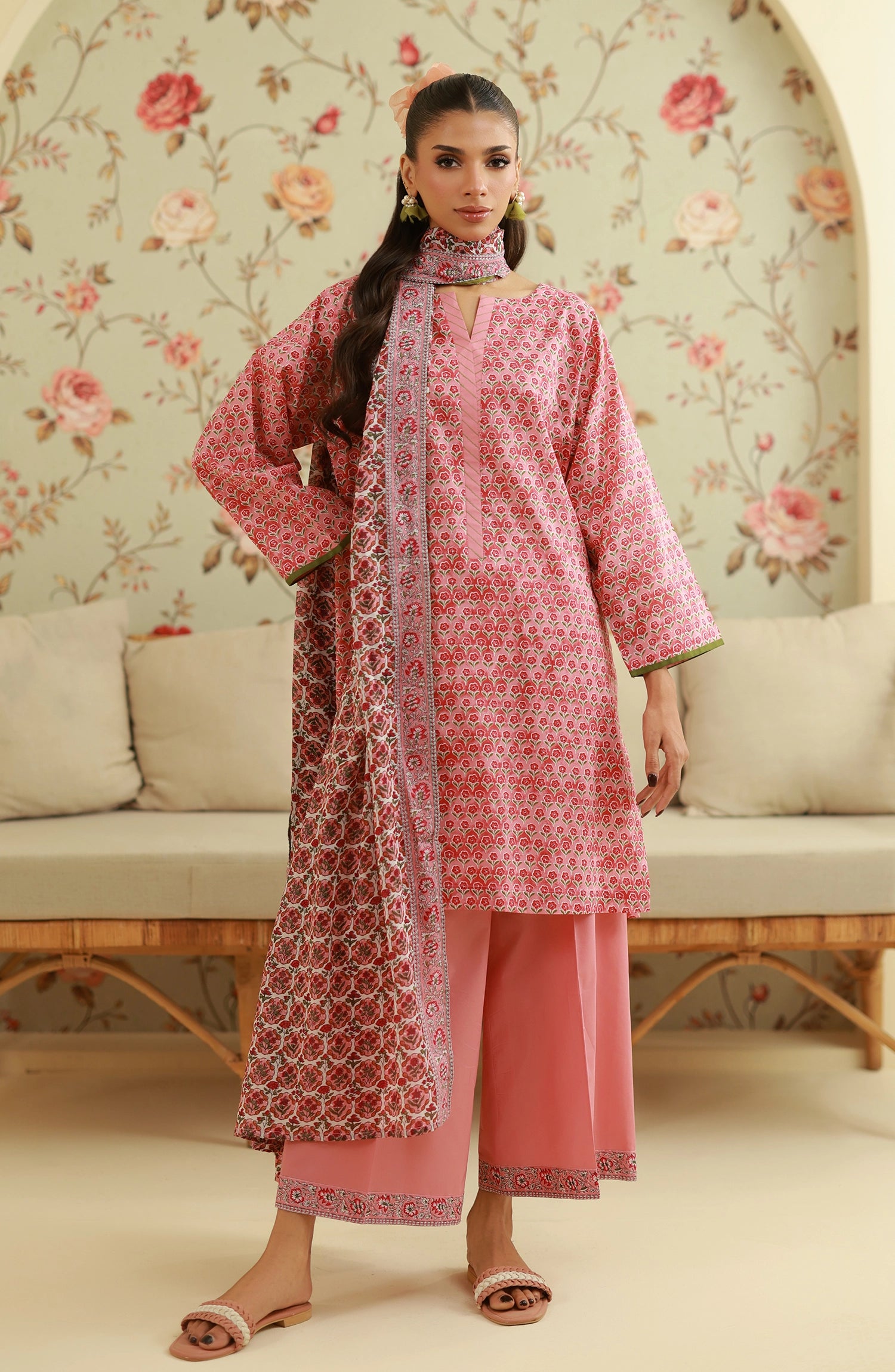 Unstitched | 3 Piece | Printed | Lawn Shirt | OTL-20605/U PEACH
