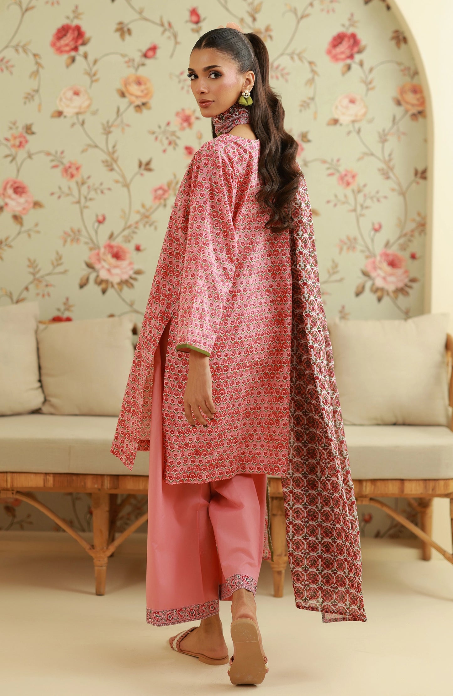 Unstitched | 3 Piece | Printed | Lawn Shirt | OTL-20605/U PEACH