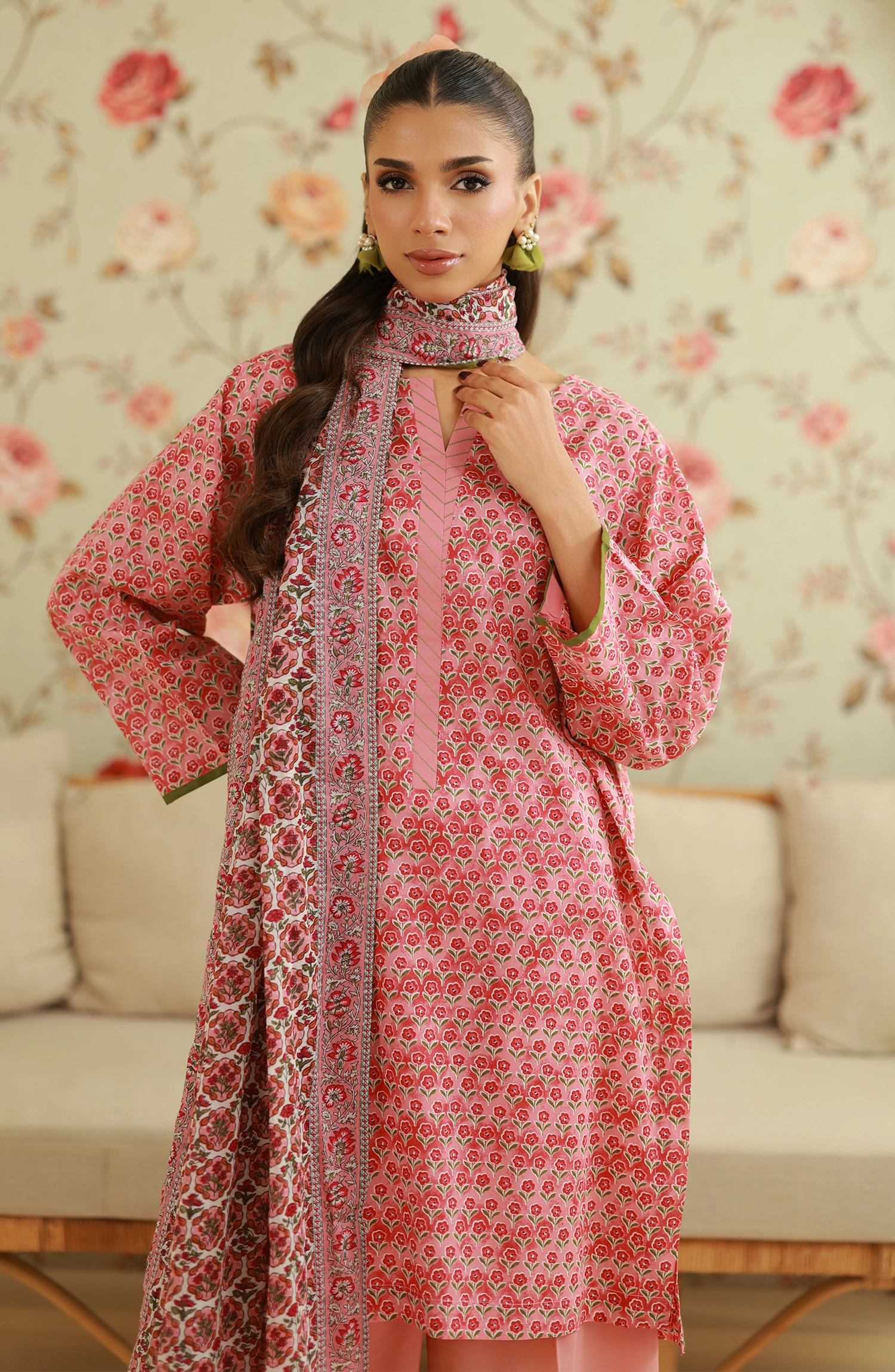 Unstitched | 3 Piece | Printed | Lawn Shirt | OTL-20605/U PEACH
