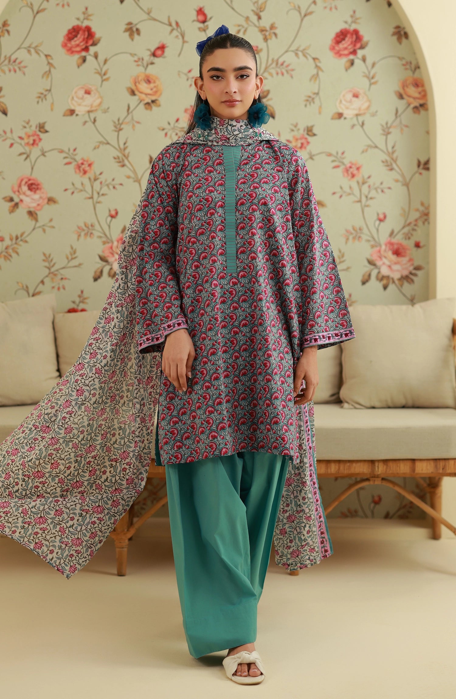 Unstitched | 3 Piece | Printed | Lawn Shirt | OTL-20515/U SKY BLUE