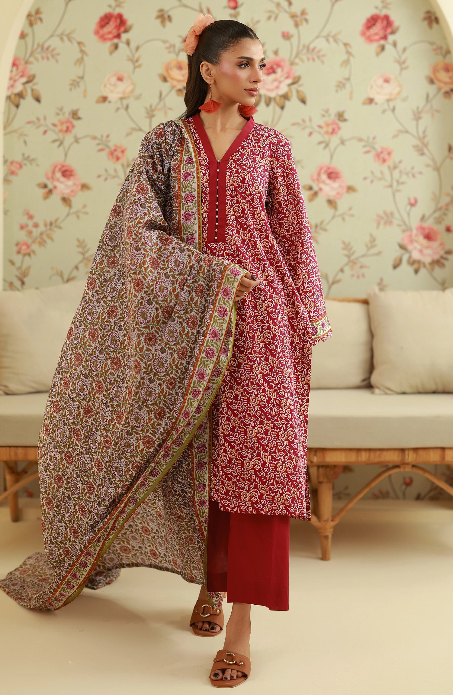 Unstitched | 3 Piece | Printed | Lawn Shirt | OTL-20435/U MAGENTA