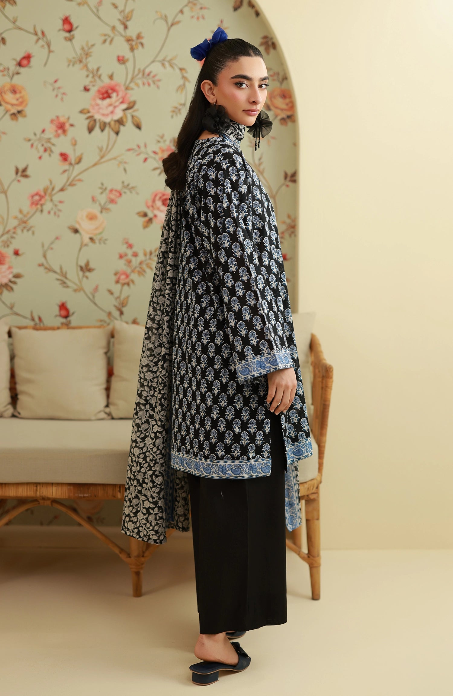 Unstitched | 3 Piece | Printed | Lawn Shirt | OTL-20615/U BLACK