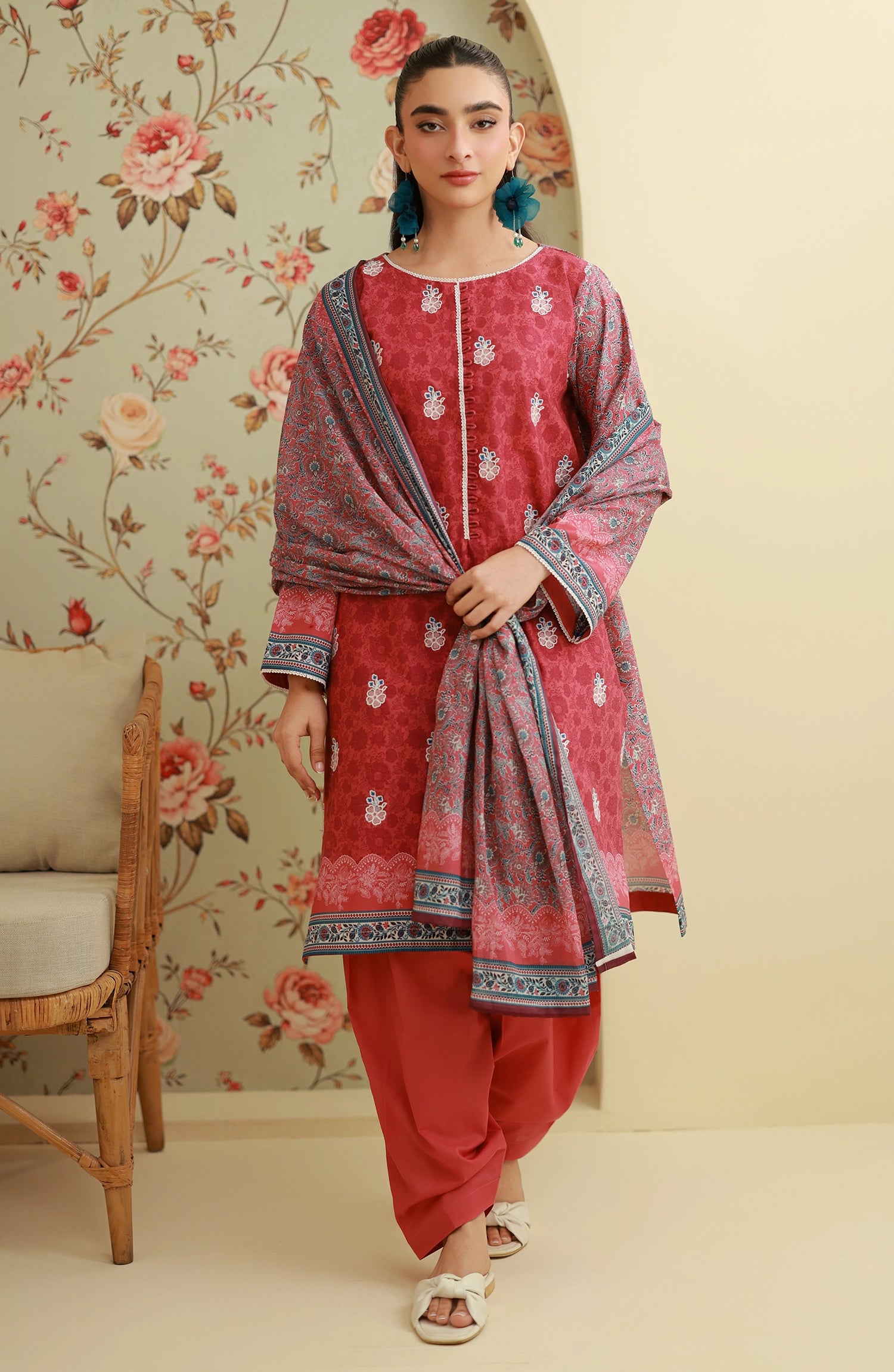 Unstitched | 3 Piece | Embroidered | Lawn Shirt | OTL-20865/U CORAL