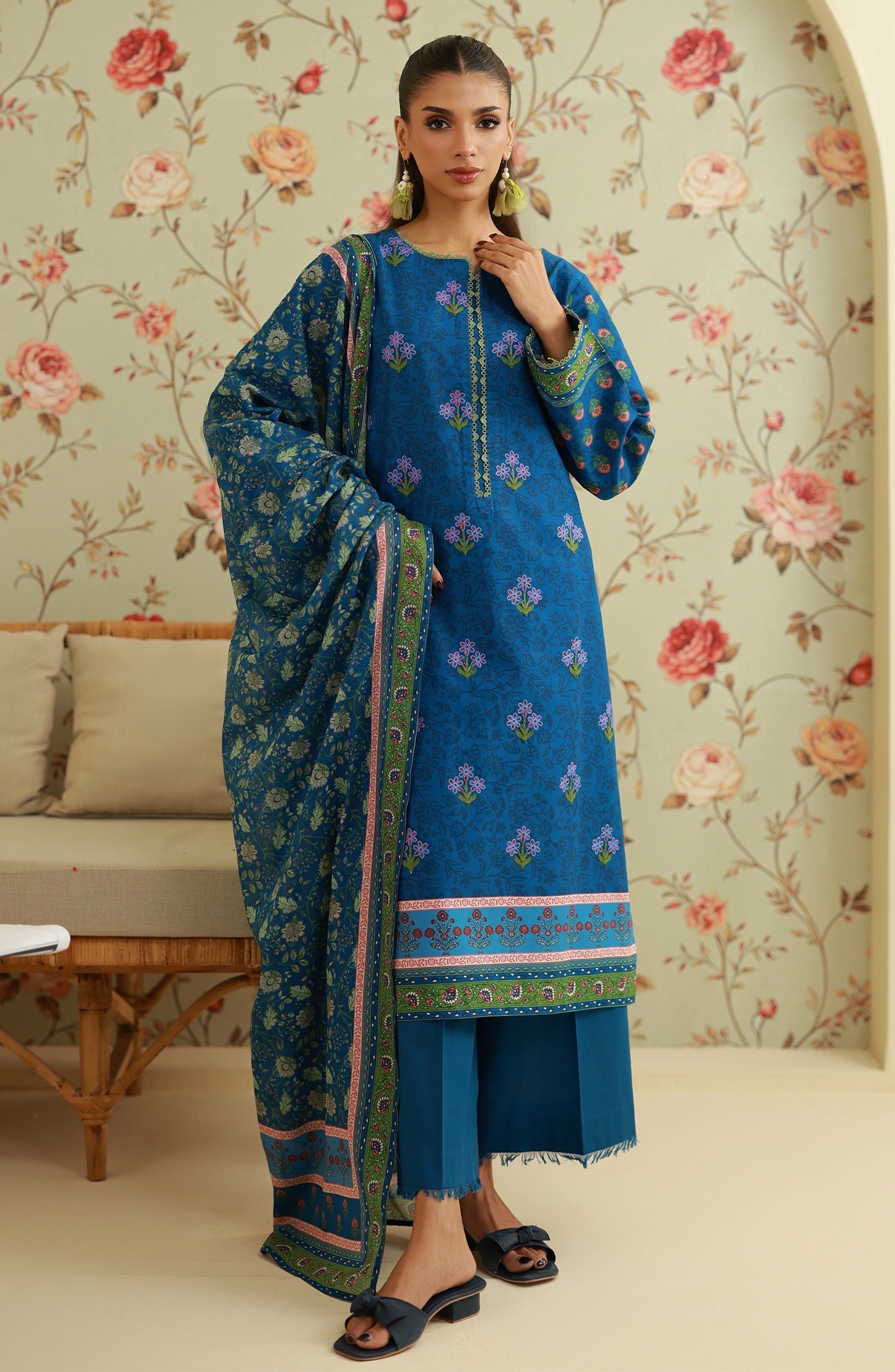 Unstitched | 3 Piece | Embroidered | Lawn Shirt | OTL-20568/U BLUE