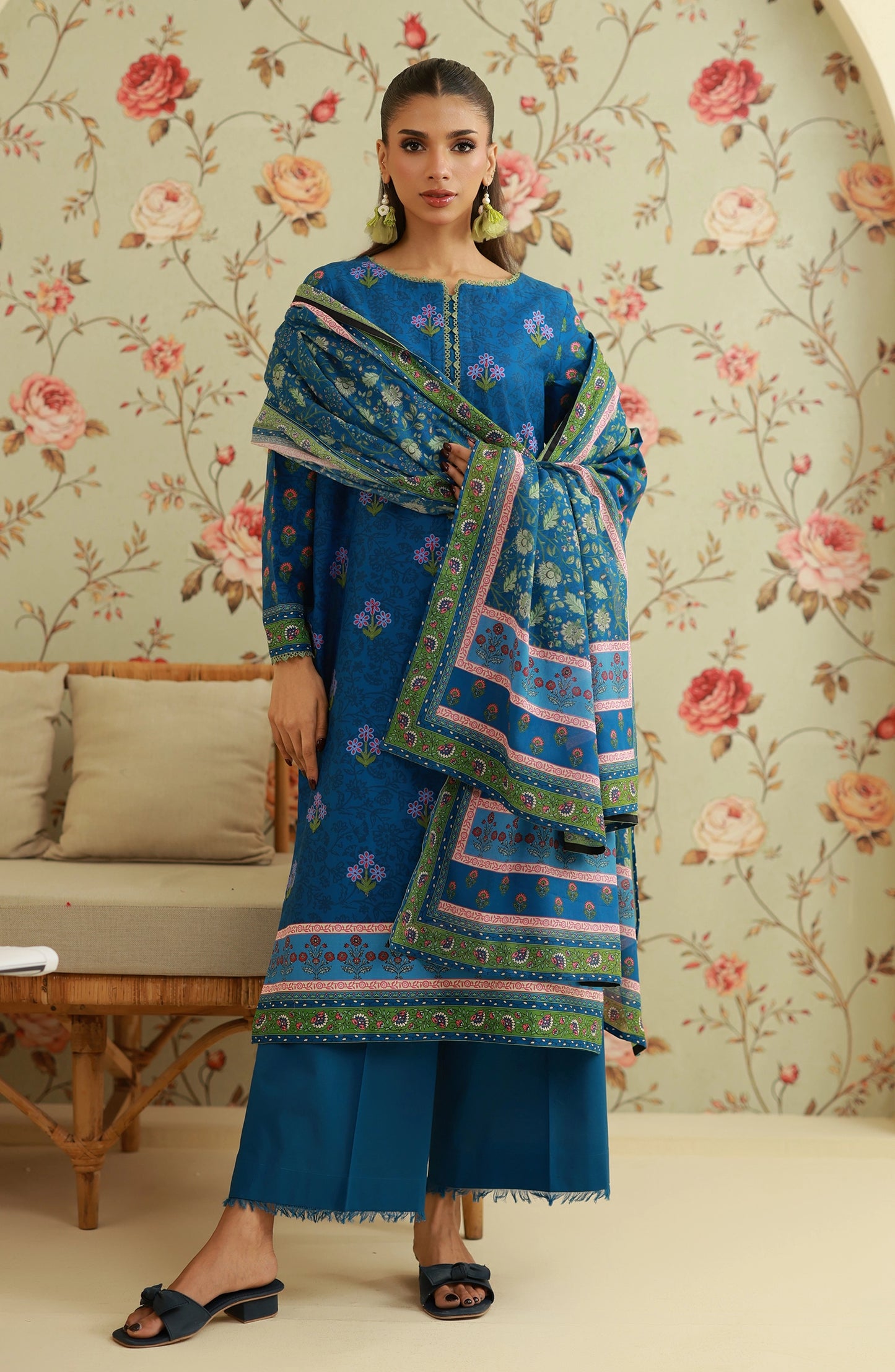 Unstitched | 3 Piece | Embroidered | Lawn Shirt | OTL-20568/U BLUE