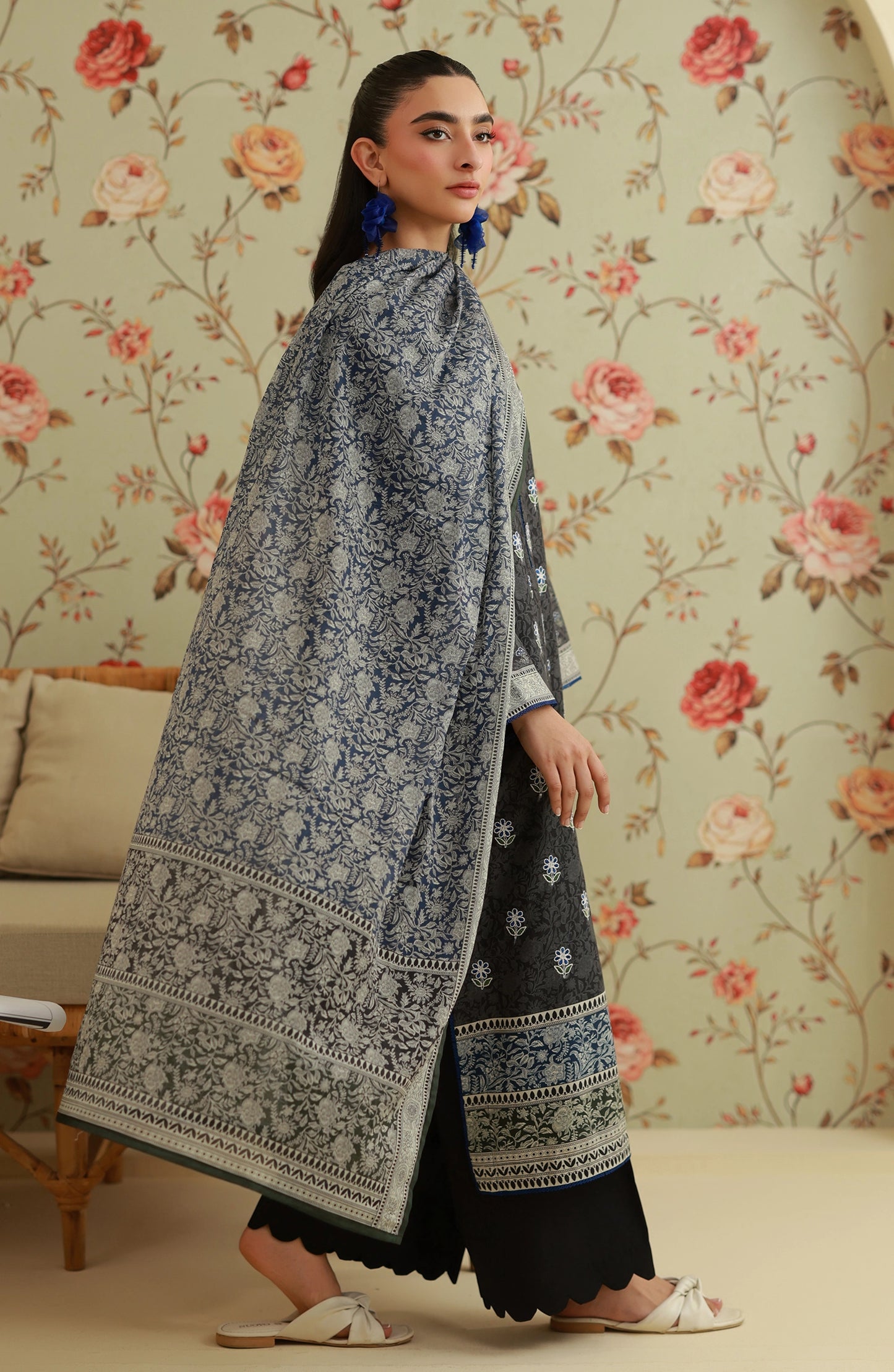 Unstitched | 3 Piece | Embroidered | Lawn Shirt | OTL-20569/U BLACK