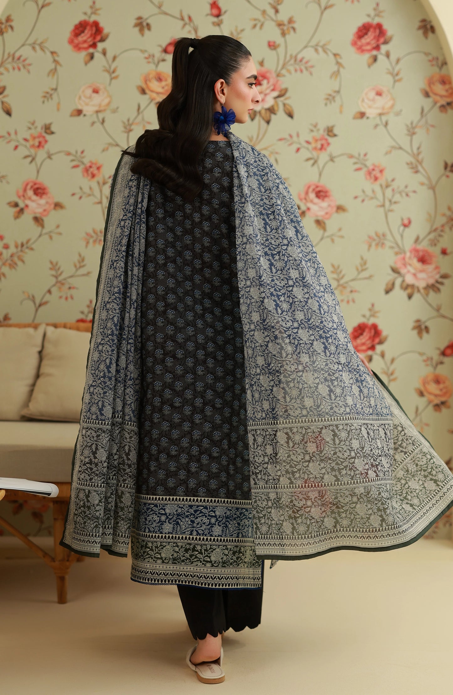 Unstitched | 3 Piece | Embroidered | Lawn Shirt | OTL-20569/U BLACK