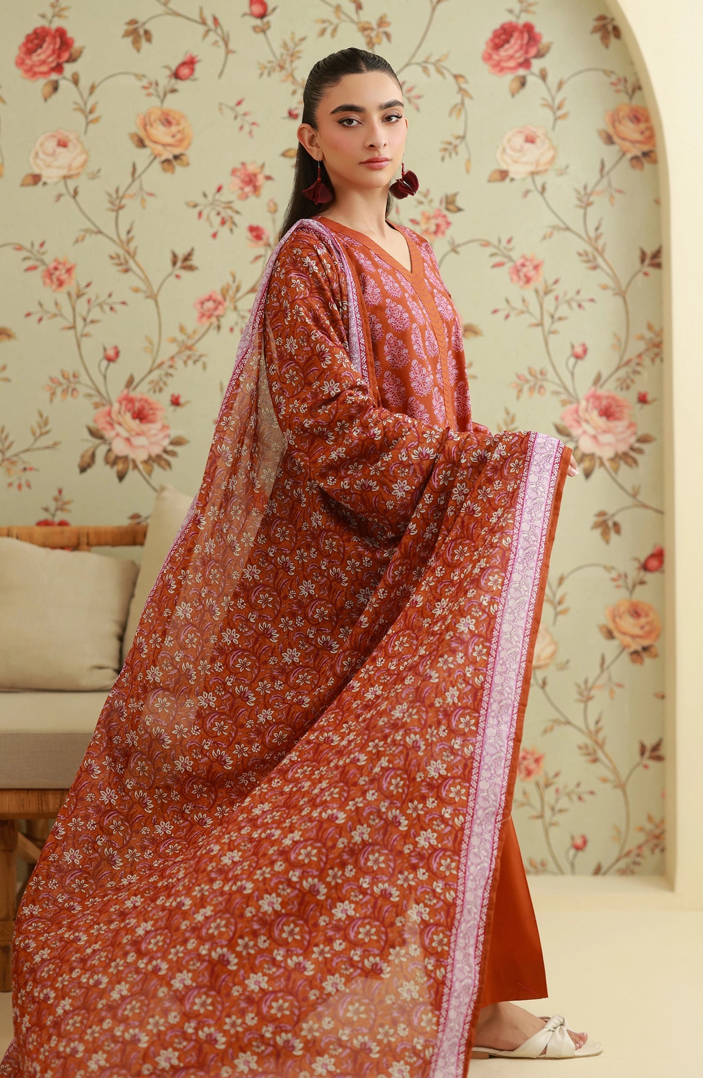 Unstitched | 3 Piece | Printed | Lawn Shirt | OTL-25-490/U RUST