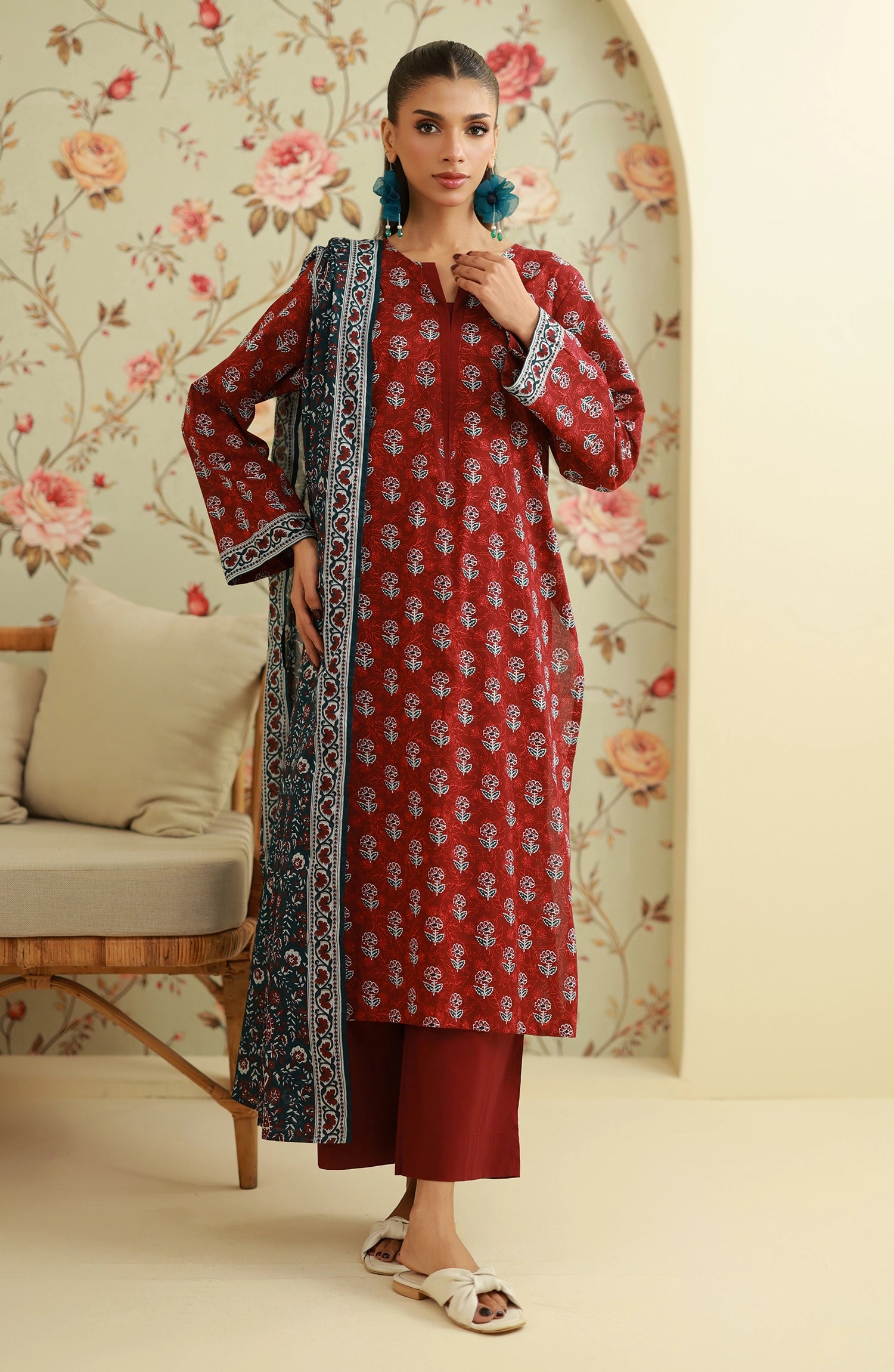 Unstitched | 3 Piece | Printed | Lawn Shirt | OTL-25-539/U RED