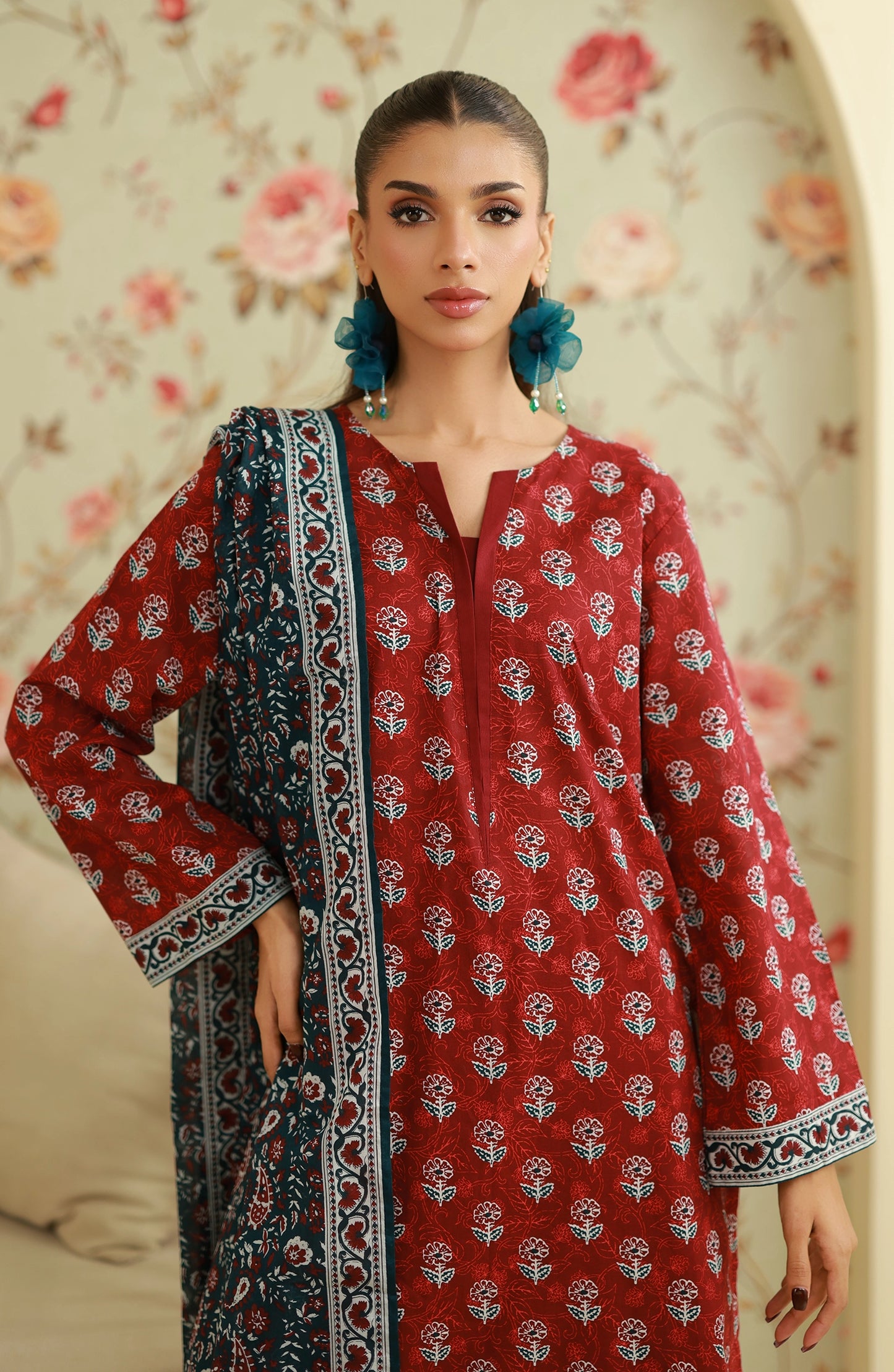 Unstitched | 3 Piece | Printed | Lawn Shirt | OTL-25-539/U RED