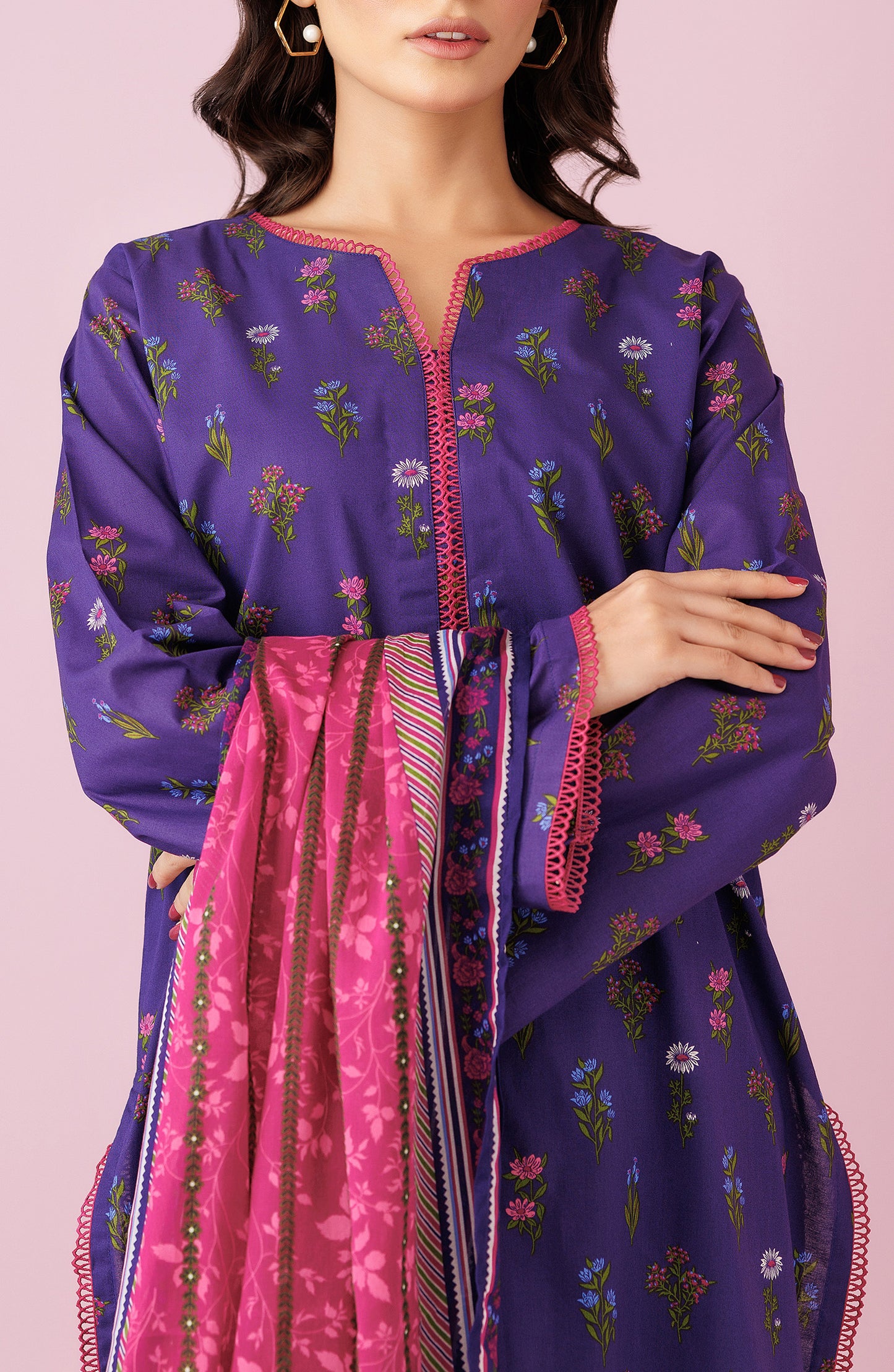 OTL-24-221/U PURPLE LAWN Women UNSTITCHED SHIRT DUPATTA PANTS
