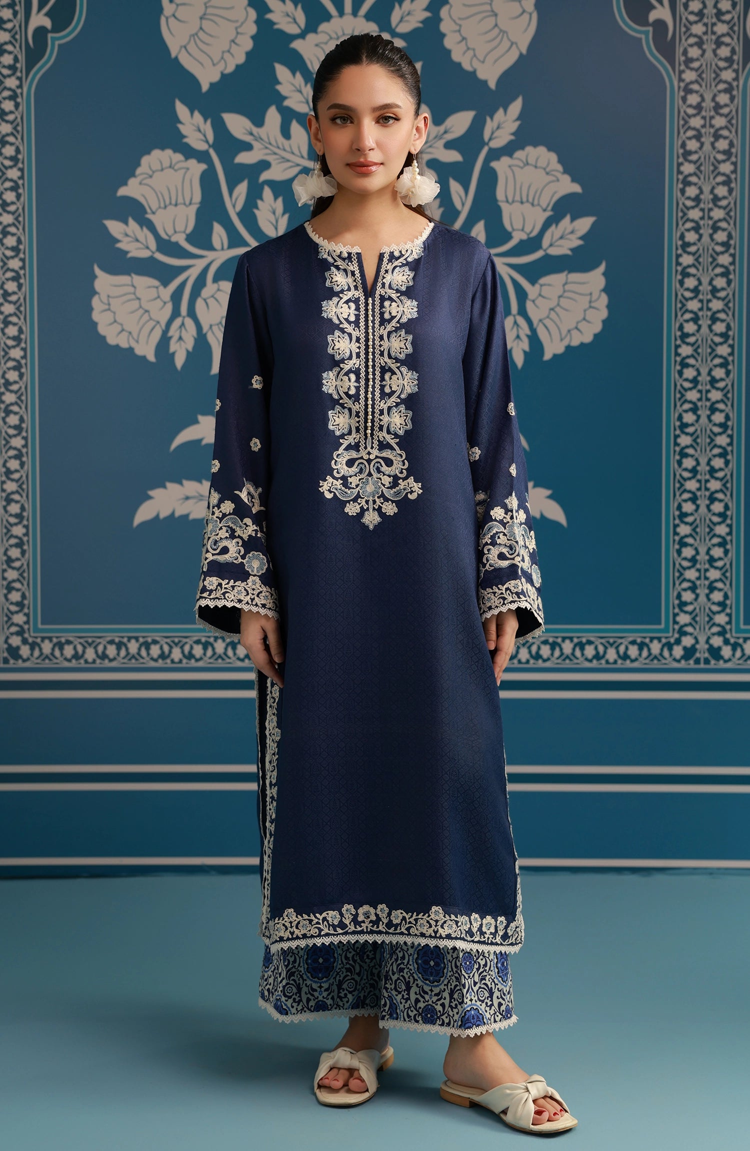 Stitched | 2 Piece | Embroidered | Poly Jacquard Shirt | WRFC25S-2008/S BLUE