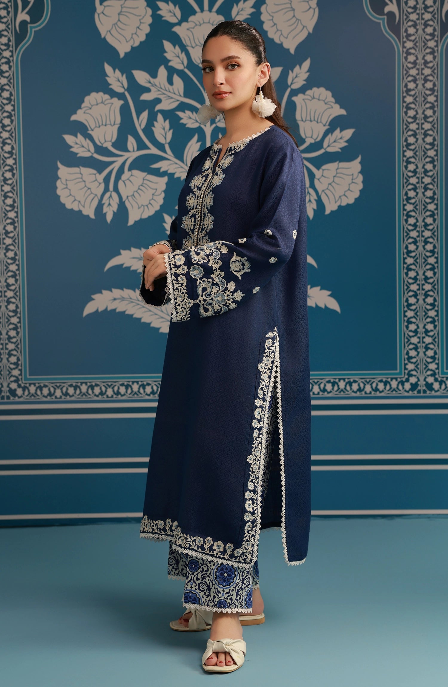 Stitched | 2 Piece | Embroidered | Poly Jacquard Shirt | WRFC25S-2008/S BLUE