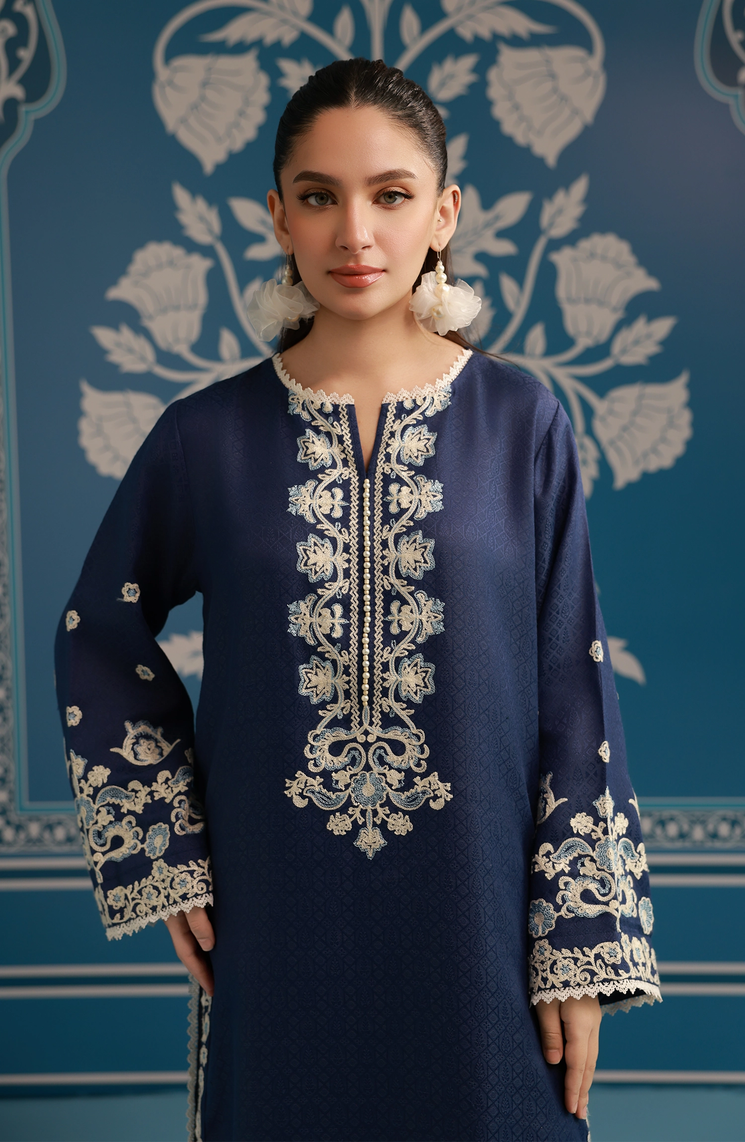 Stitched | 2 Piece | Embroidered | Poly Jacquard Shirt | WRFC25S-2008/S BLUE