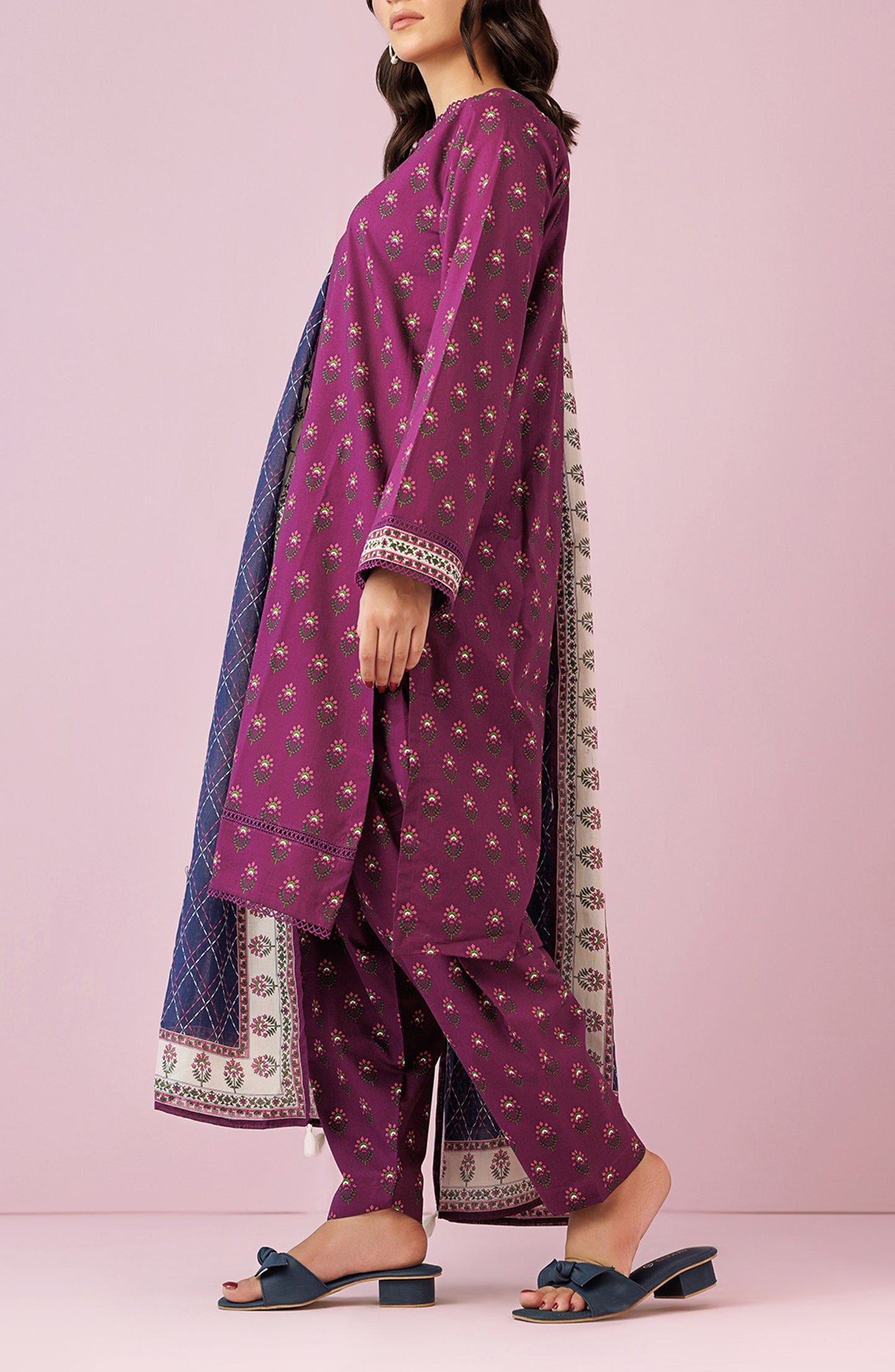 OTL-24-091/U PURPLE LAWN Women UNSTITCHED SHIRT DUPATTA PANTS