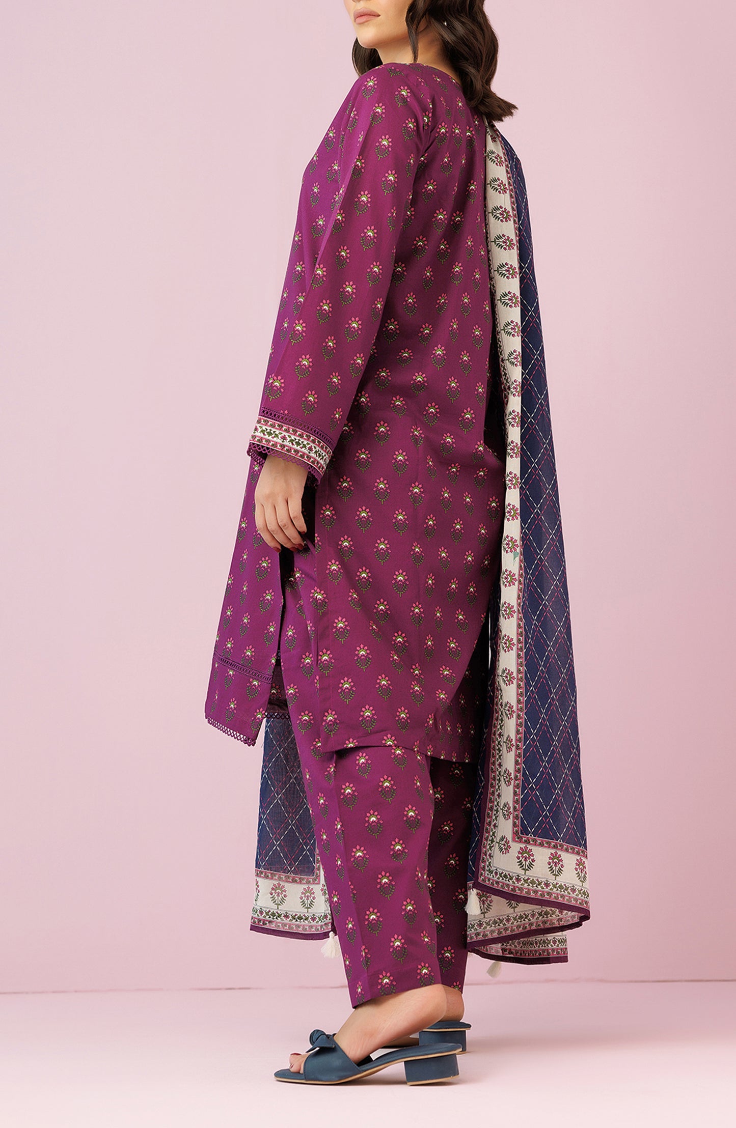 OTL-24-091/U PURPLE LAWN Women UNSTITCHED SHIRT DUPATTA PANTS