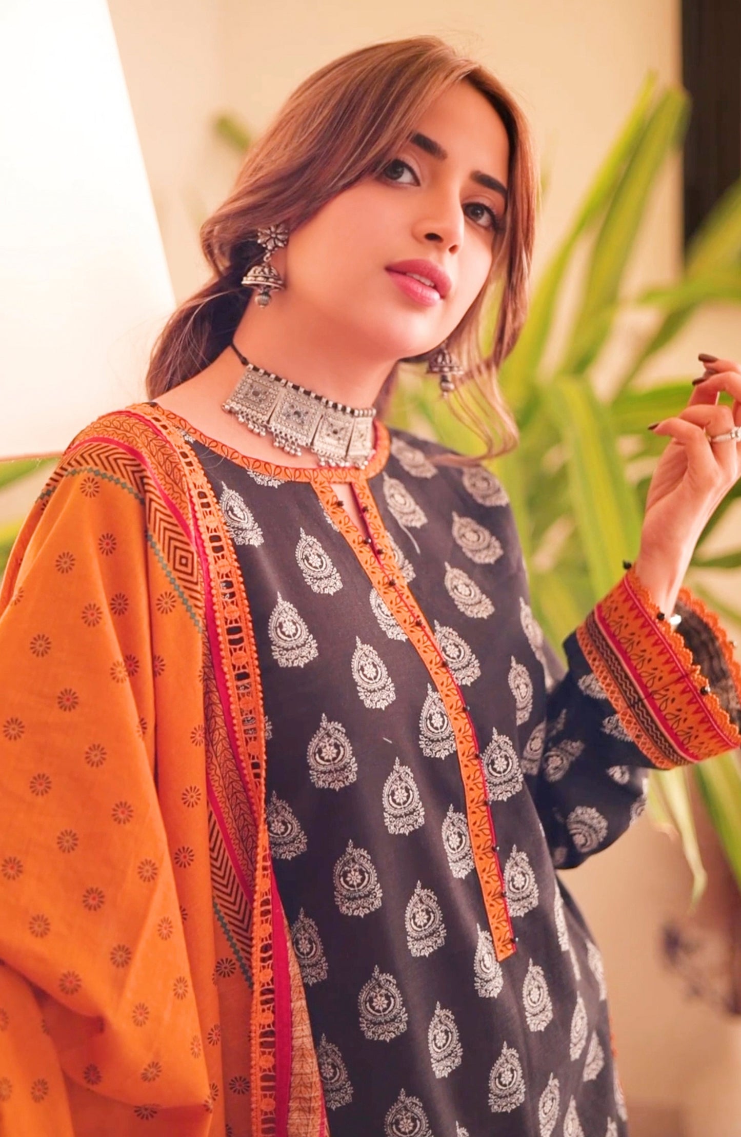 OTL-24-183/U BLACK KHADDAR Women UNSTITCHED SHIRT DUPATTA PANTS