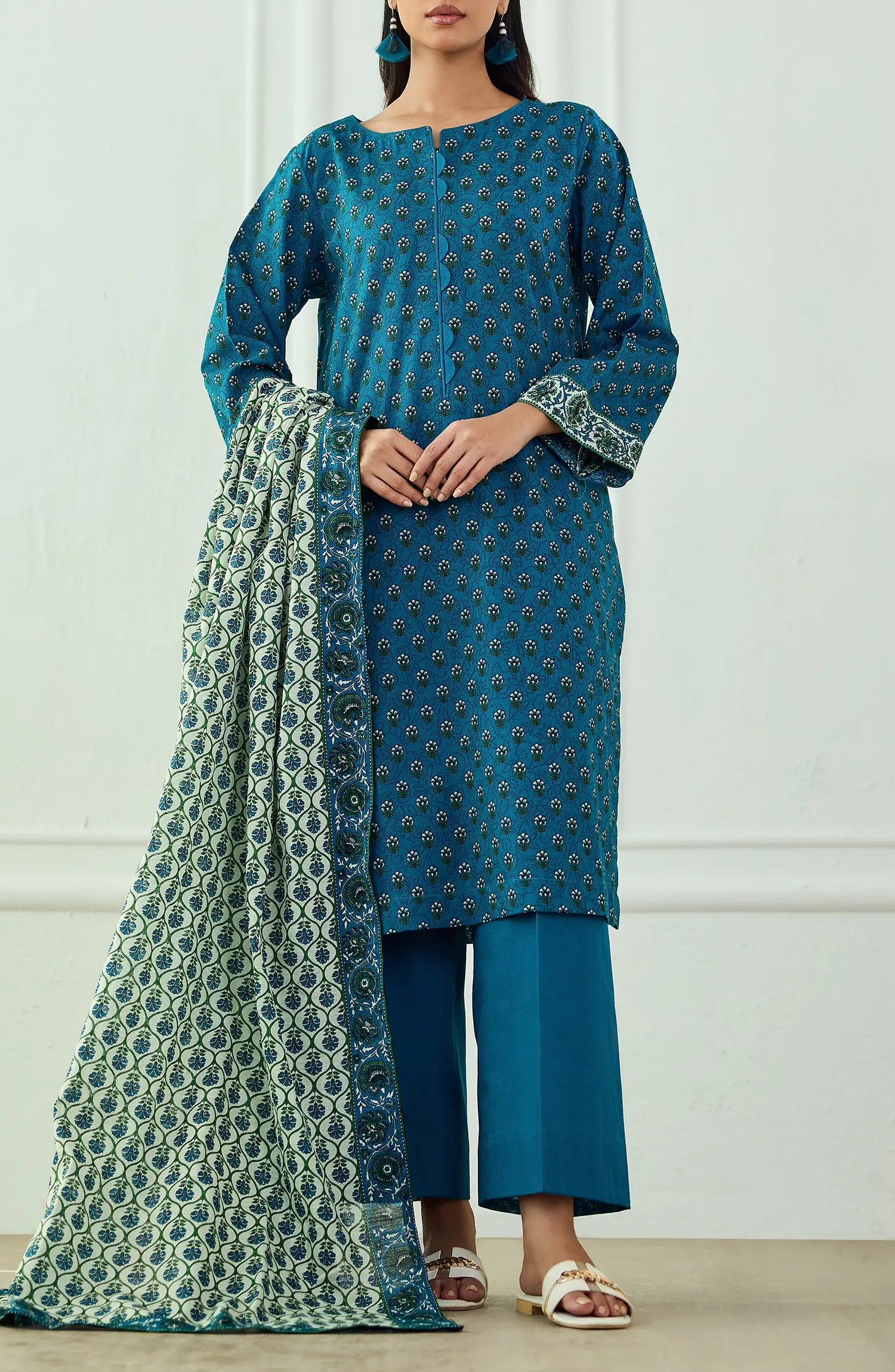 Unstitched | 3 Piece | Printed | Khaddar Shirt | OTL-25-449/U TEAL