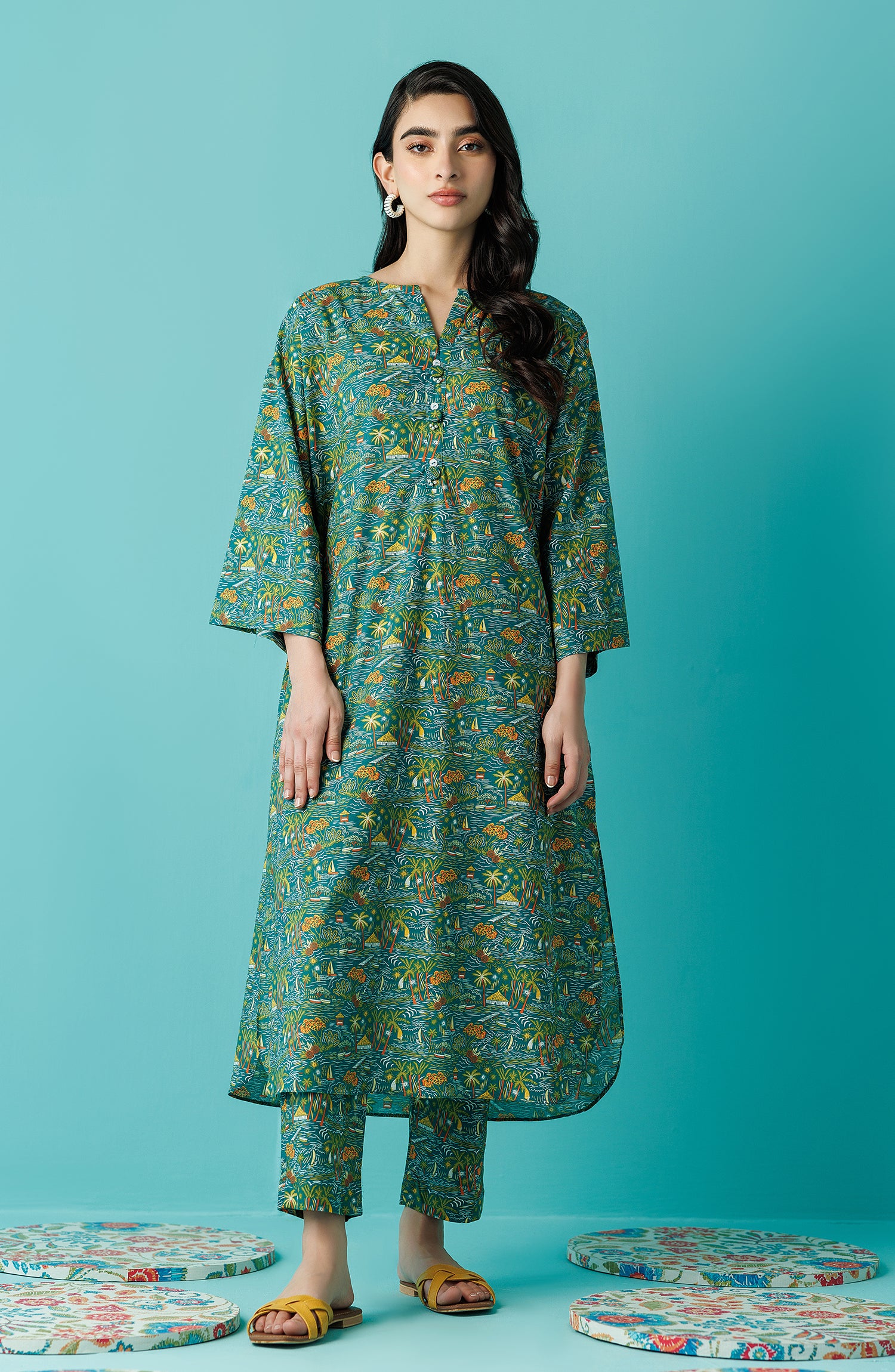 Stitched 2 Piece Printed Lawn Shirt and Lawn Pant (WRCC24S-2007)