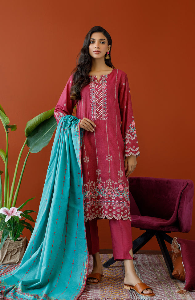 OTL-23-285/U MAROON KARANDI Women UNSTITCHED SHIRT DUPATTA PANTS