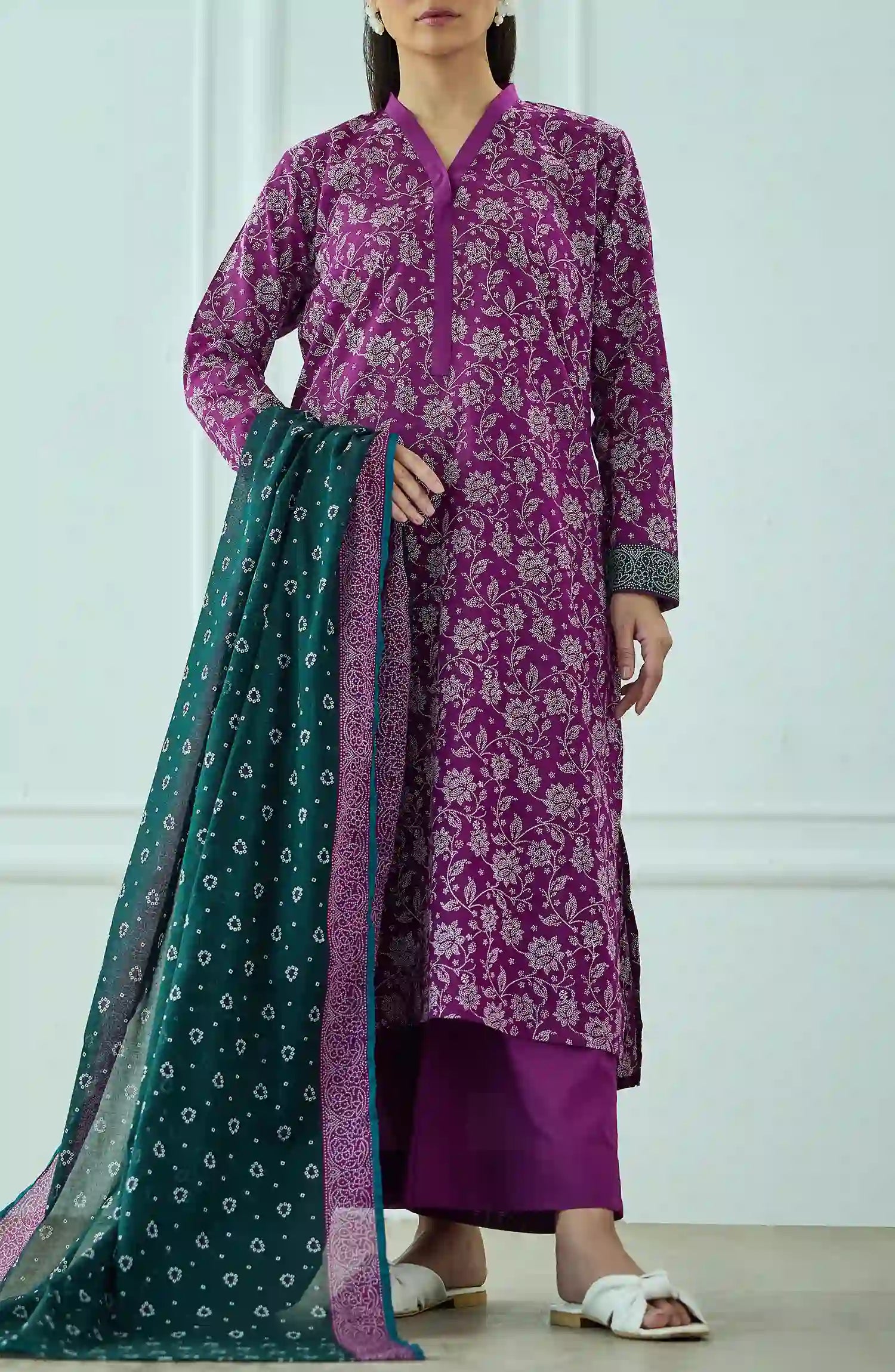 Unstitched | 3 Piece | Printed | Lawn Shirt | OTL-20375/U PURPLE
