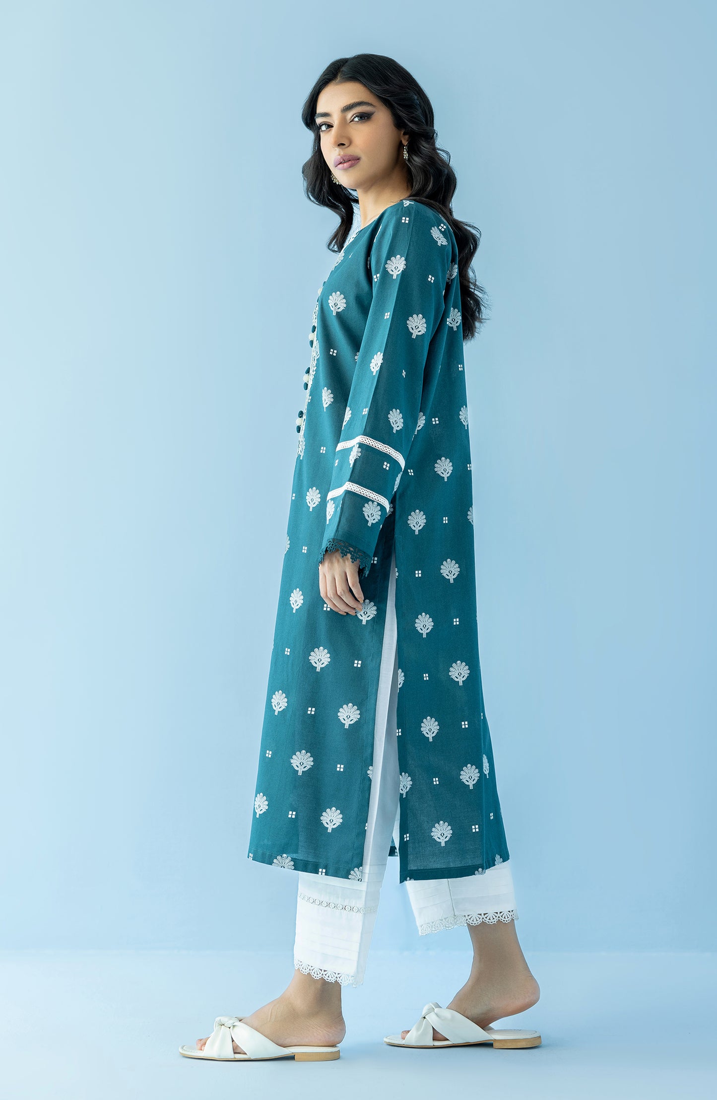 HCS-24-009/S TEAL LAWN SCSHIRT READY TO WEAR SHIRT
