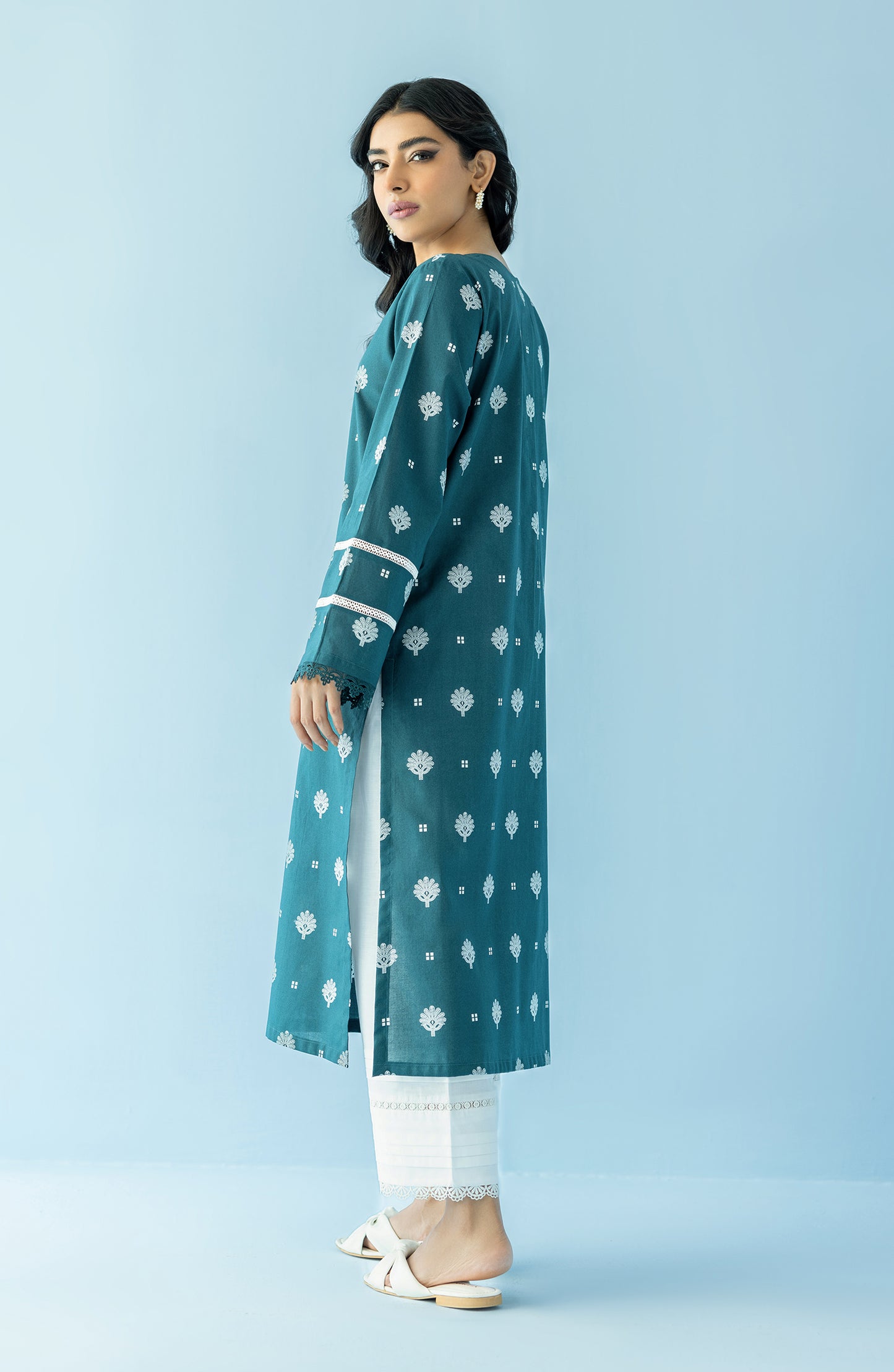 Stitched 1 Piece Printed Embroidered Lawn Shirt (HCS-24-009/S TEAL)