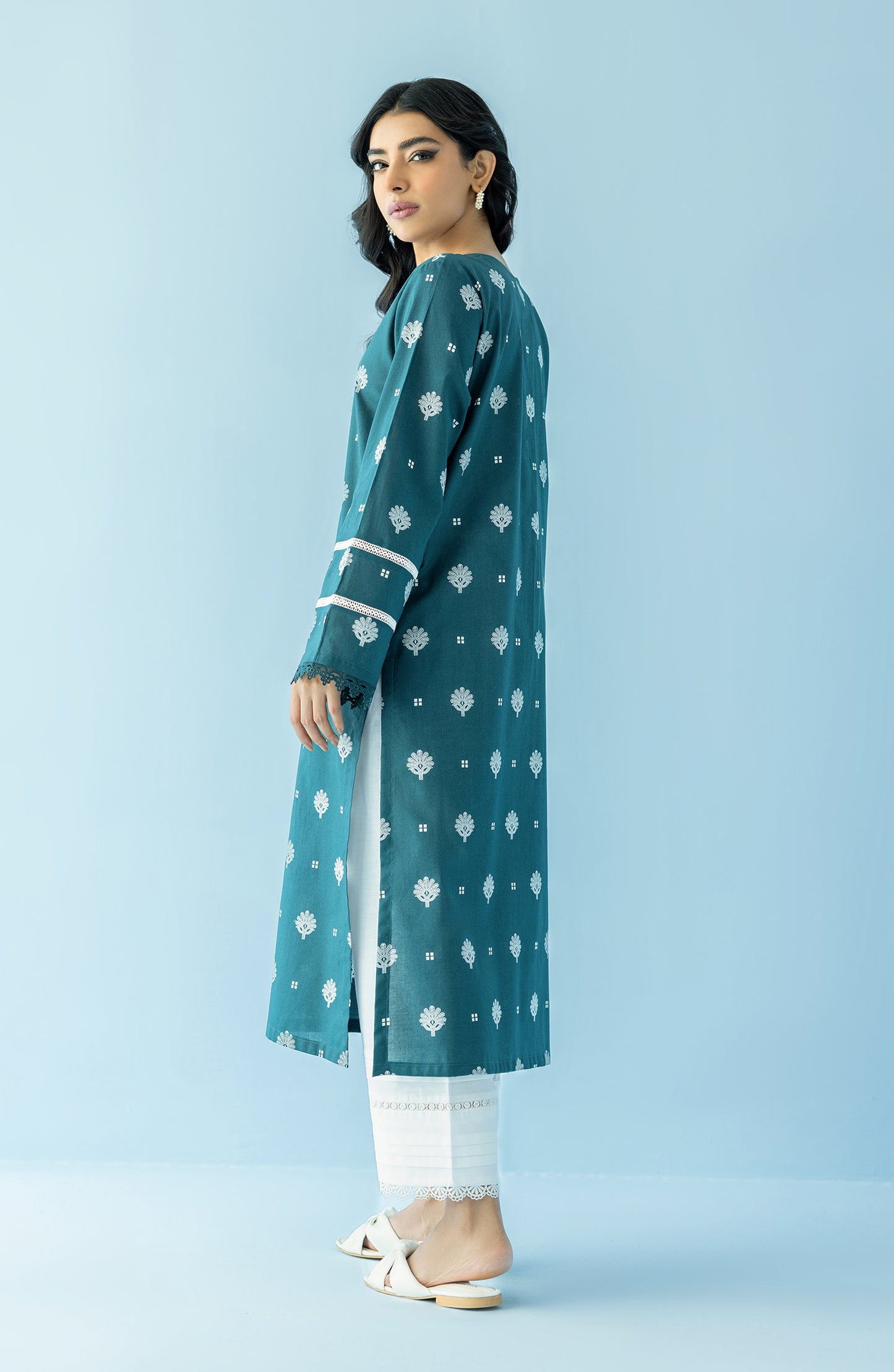 HCS-24-009/S TEAL LAWN SCSHIRT READY TO WEAR SHIRT