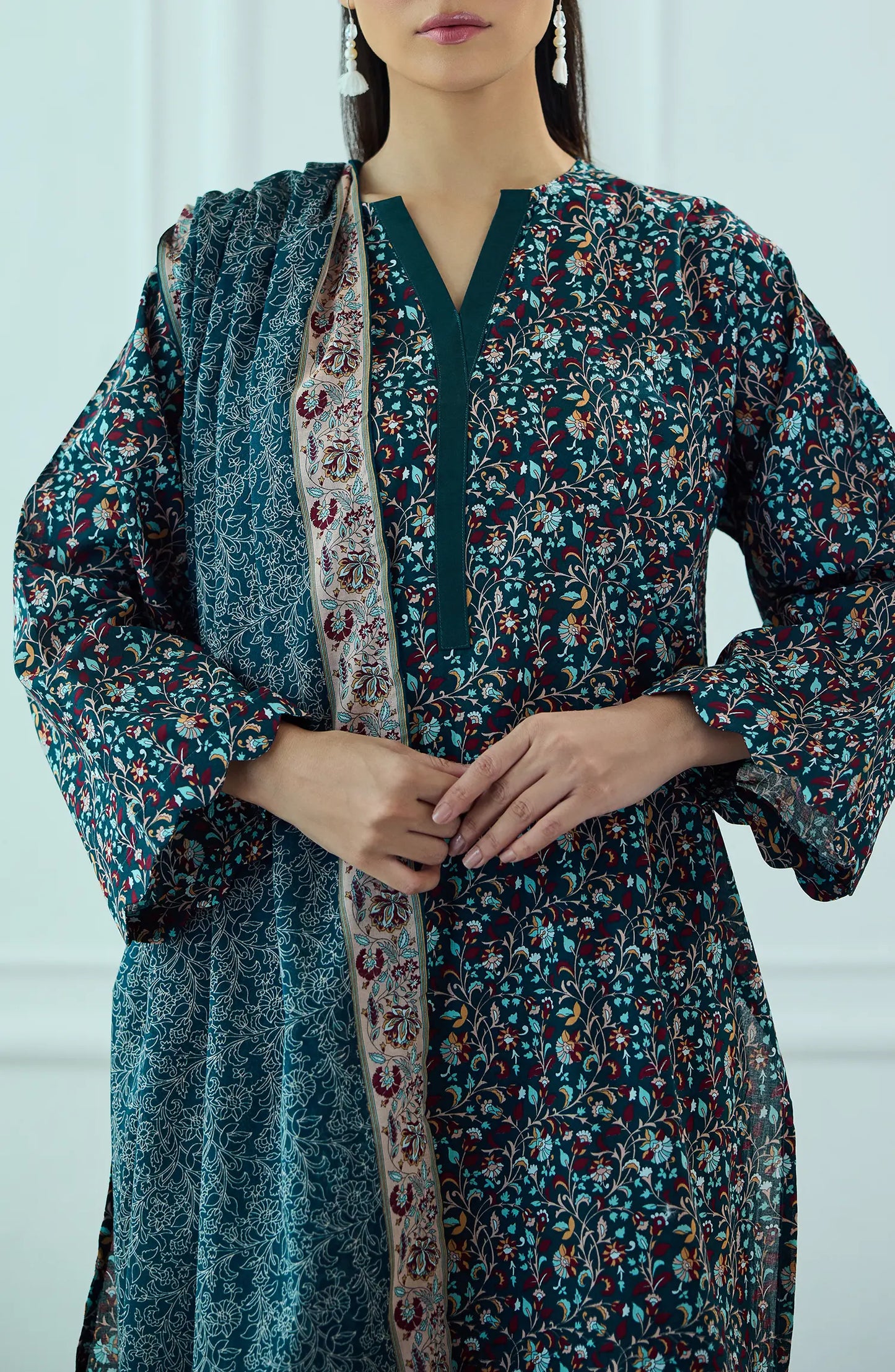 Unstitched | 3 Piece | Printed | Lawn Shirt | OTL-20395/U GREEN