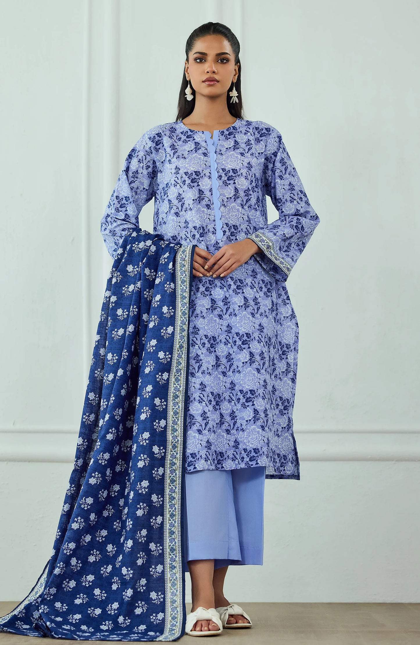 Unstitched | 3 Piece | Printed | Texture Lawn Shirt | OTL-25-574/U BLUE