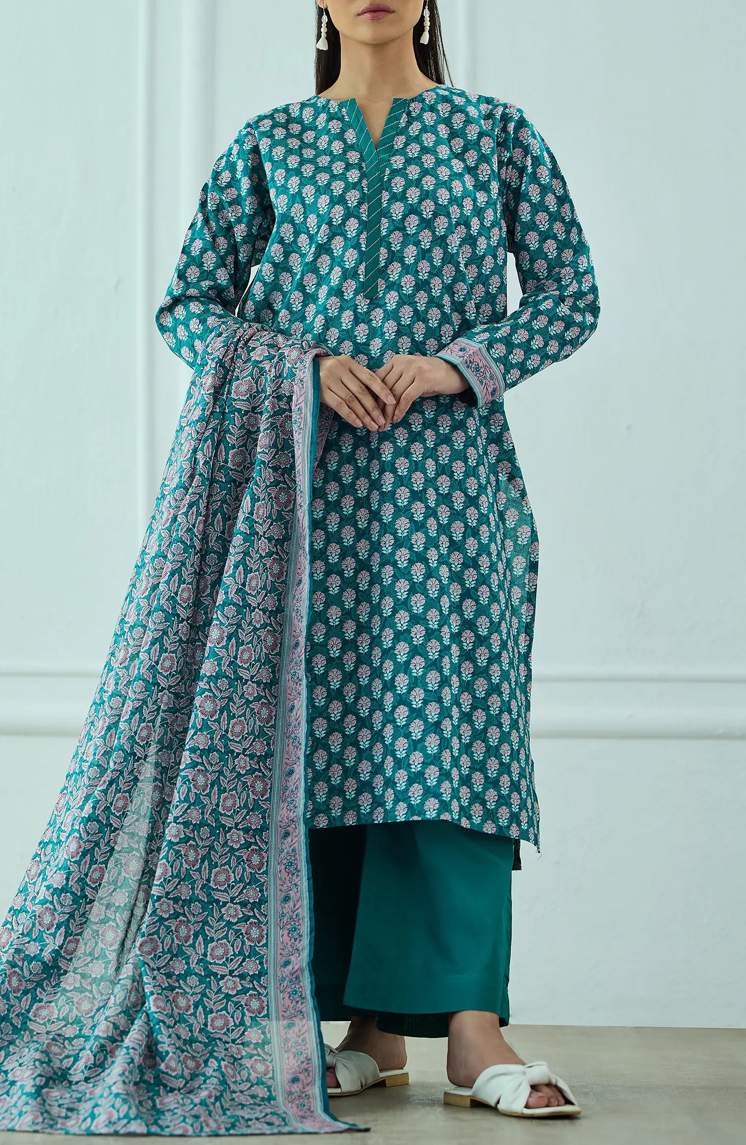 Unstitched | 3 Piece | Printed | Lawn Shirt | OTL-25-488/U TEAL