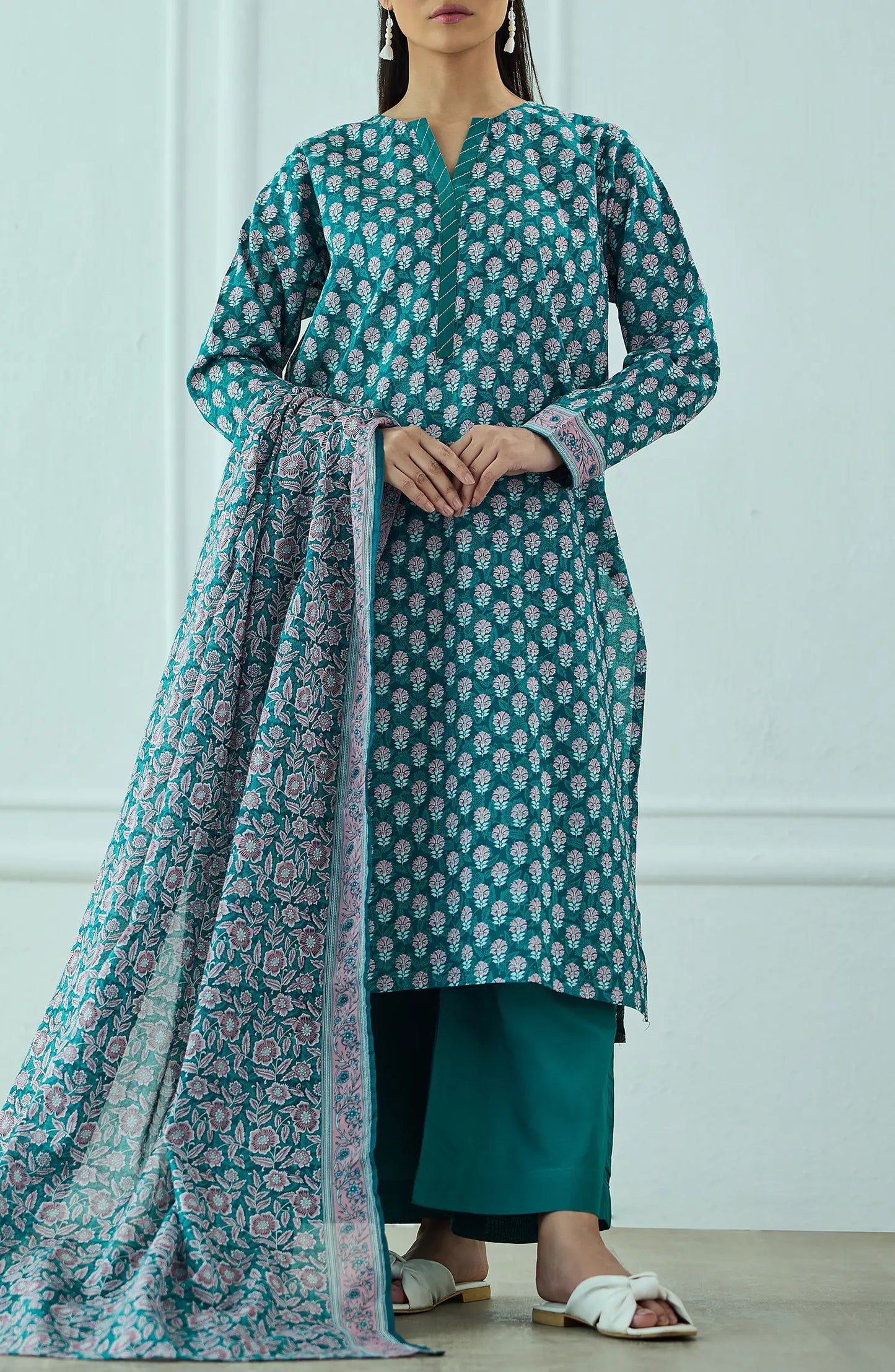 Unstitched | 3 Piece | Printed | Lawn Shirt | OTL-25-488/U TEAL