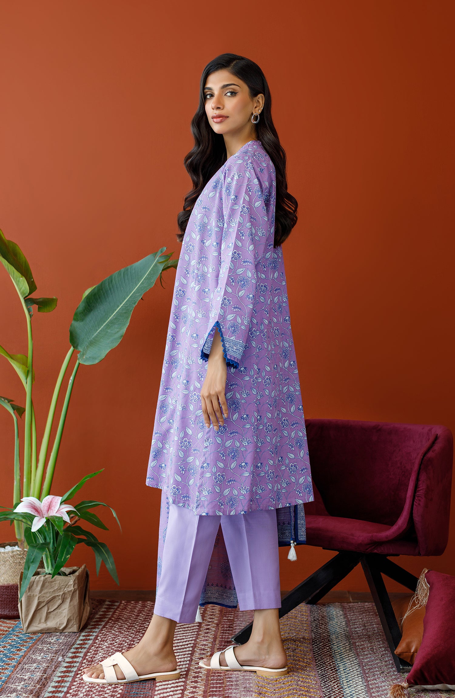 OTL-23-195/U LILAC KHADDAR Women UNSTITCHED SHIRT DUPATTA PANTS