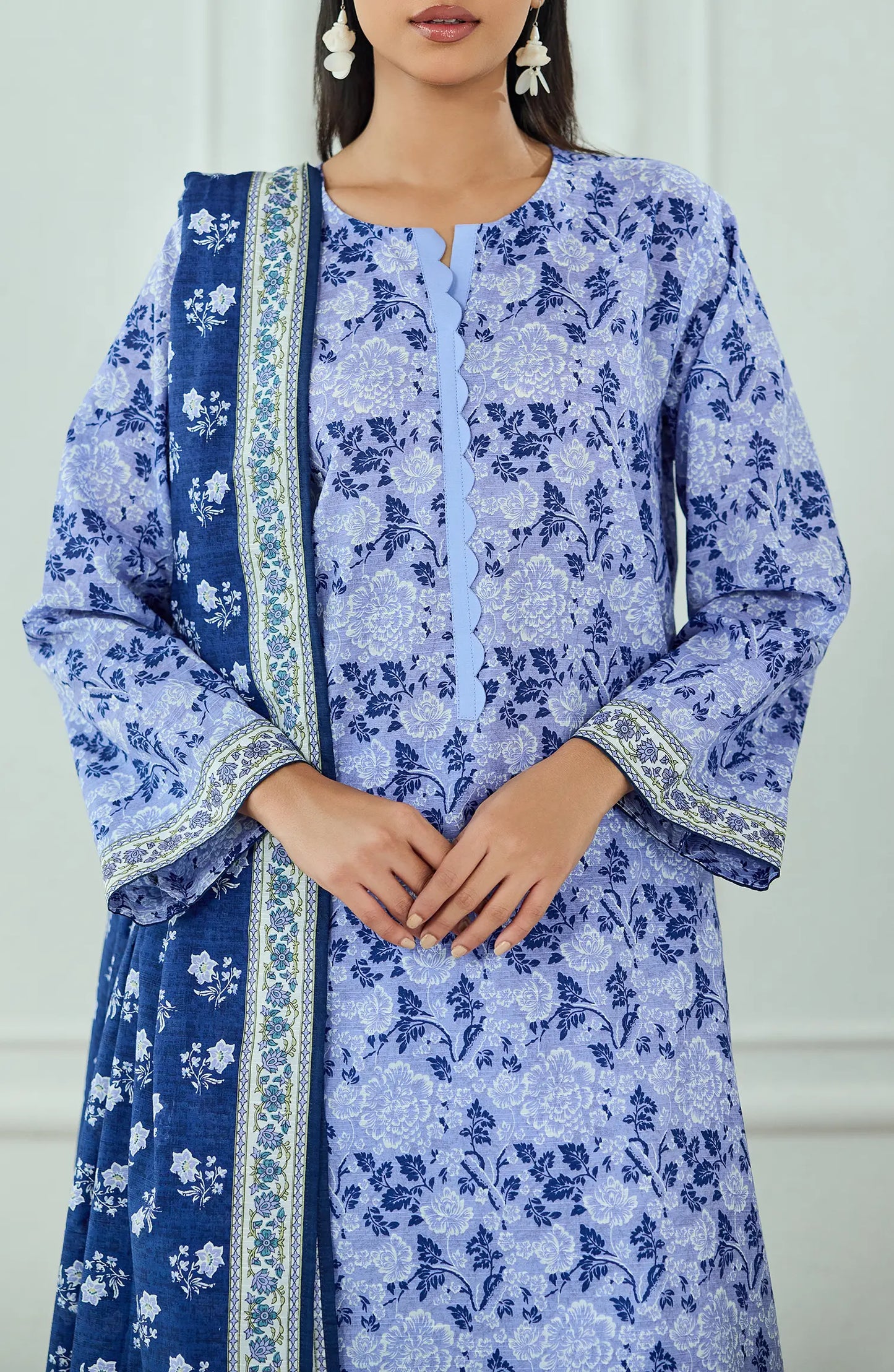 Unstitched | 3 Piece | Printed | Texture Lawn Shirt | OTL-25-574/U BLUE