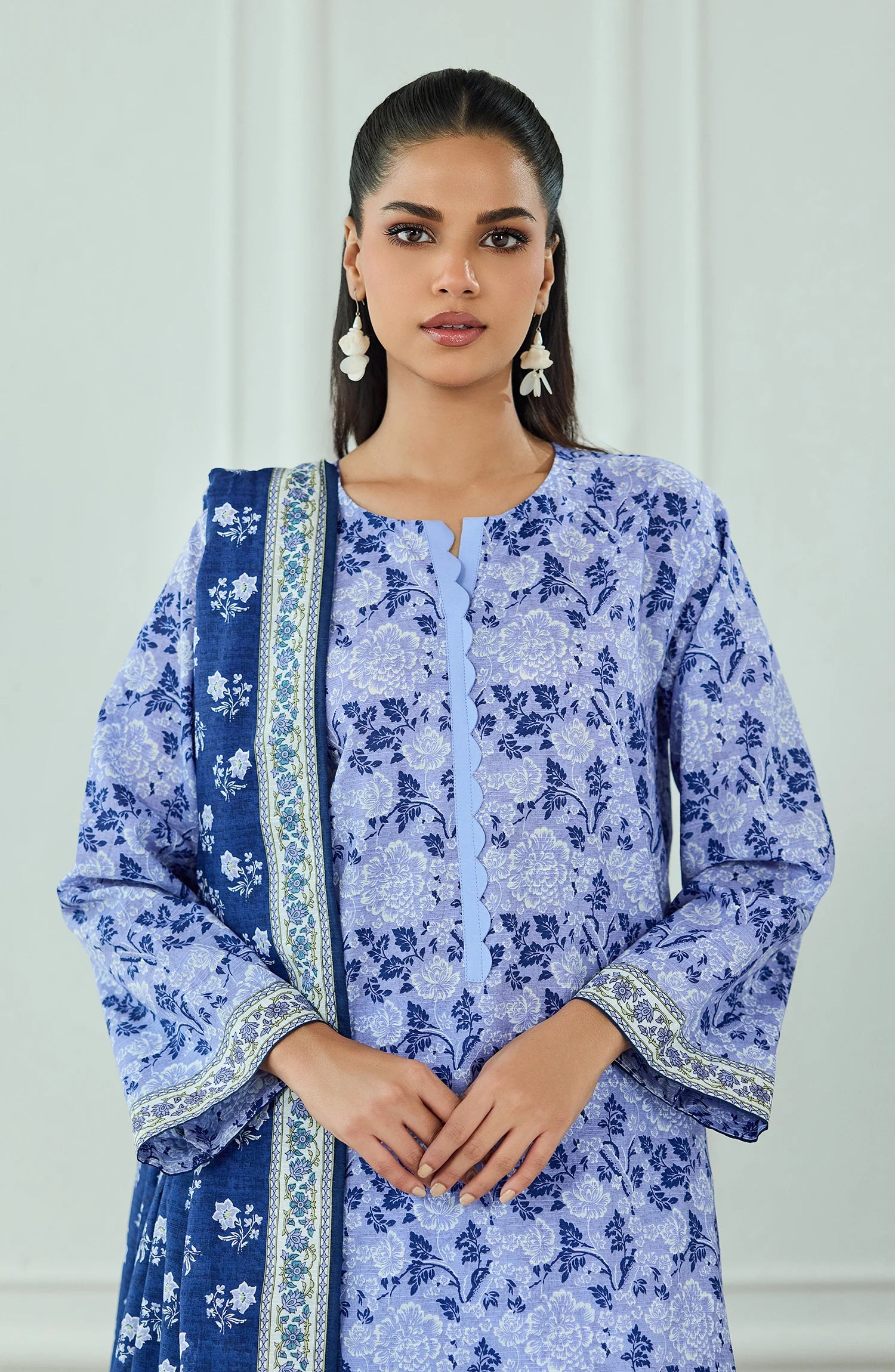 Unstitched | 3 Piece | Printed | Texture Lawn Shirt | OTL-25-574/U BLUE