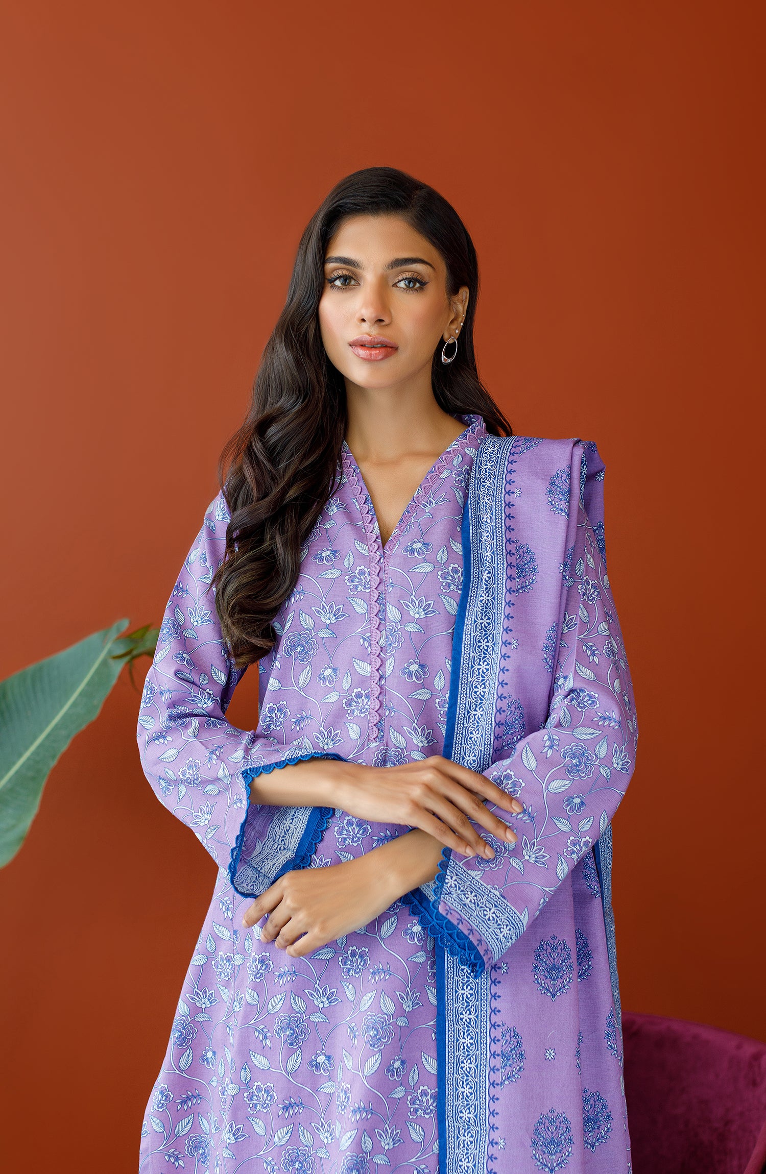 OTL-23-195/U LILAC KHADDAR Women UNSTITCHED SHIRT DUPATTA PANTS