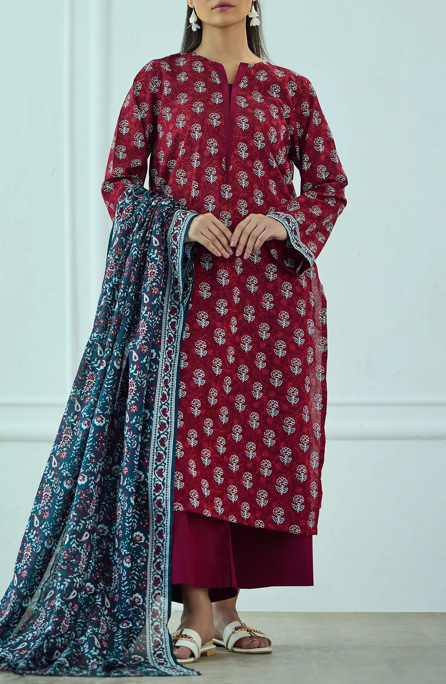 Unstitched | 3 Piece | Printed | Lawn Shirt | OTL-25-539/U RED