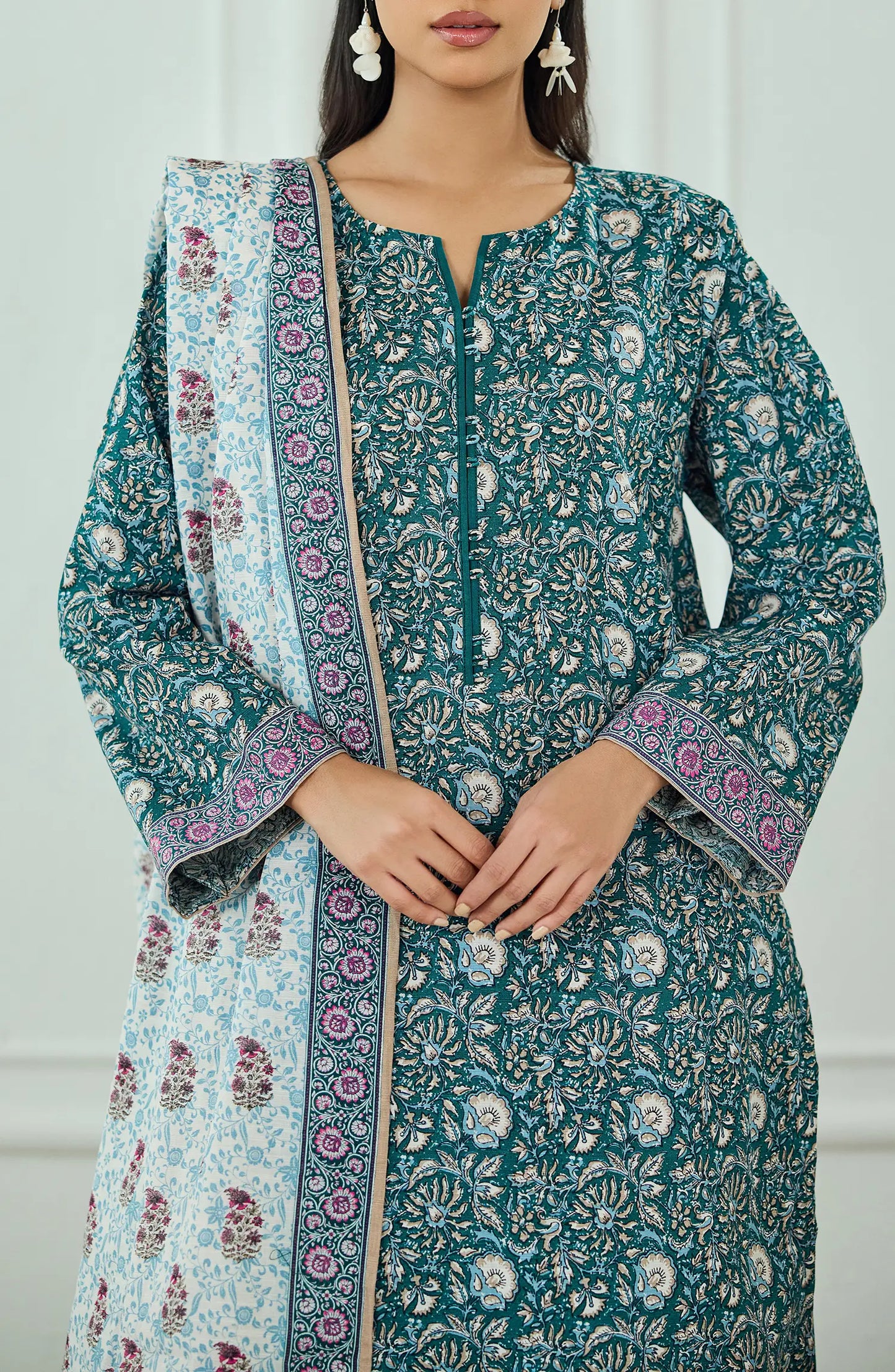 Unstitched | 3 Piece | Printed | Khaddar Shirt | OTL-25-422/U TEAL