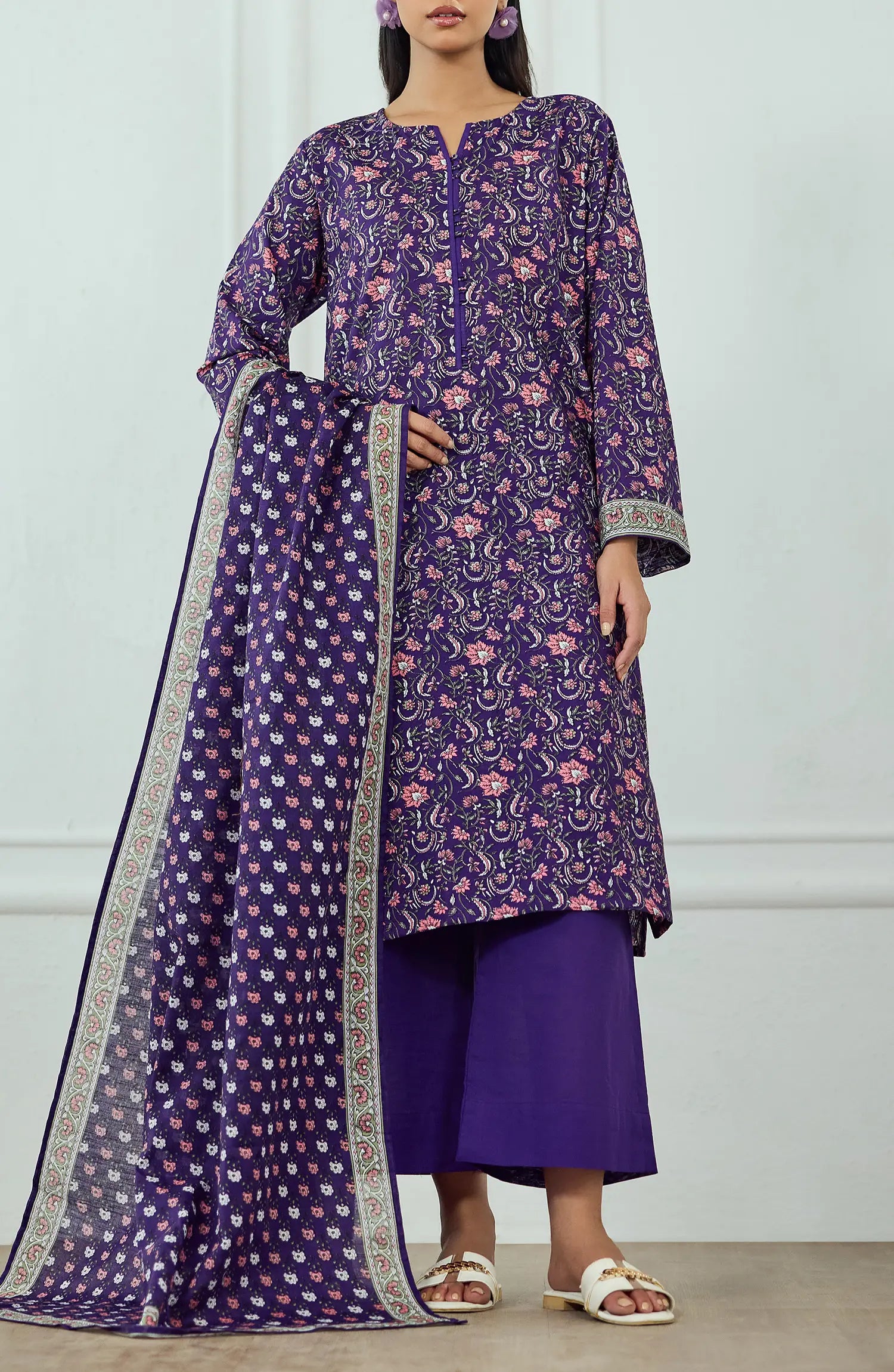 Unstitched | 3 Piece | Printed | Khaddar Shirt | OTL-25-441/U PURPLE