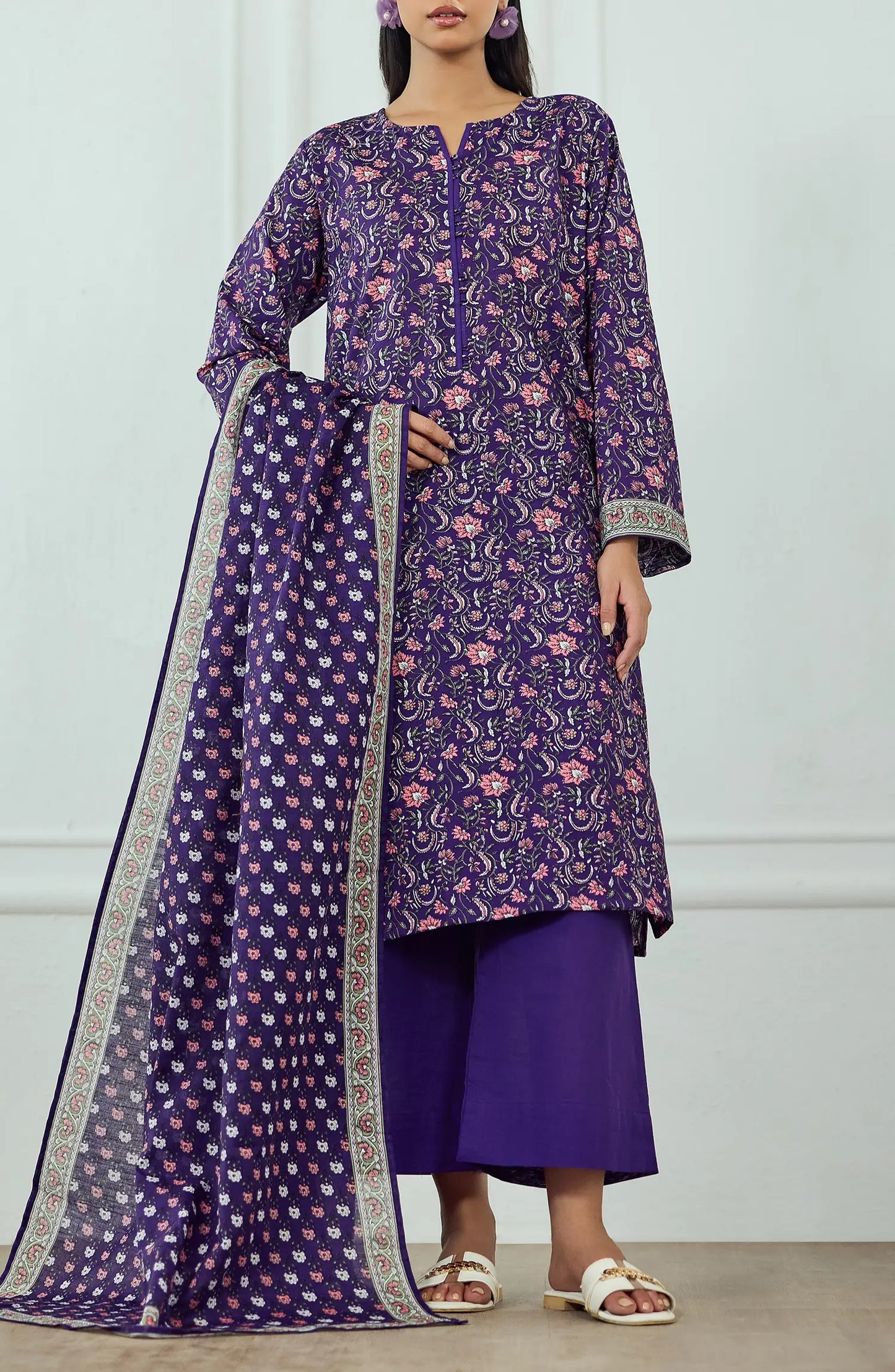 Unstitched | 3 Piece | Printed | Khaddar Shirt | OTL-25-441/U PURPLE