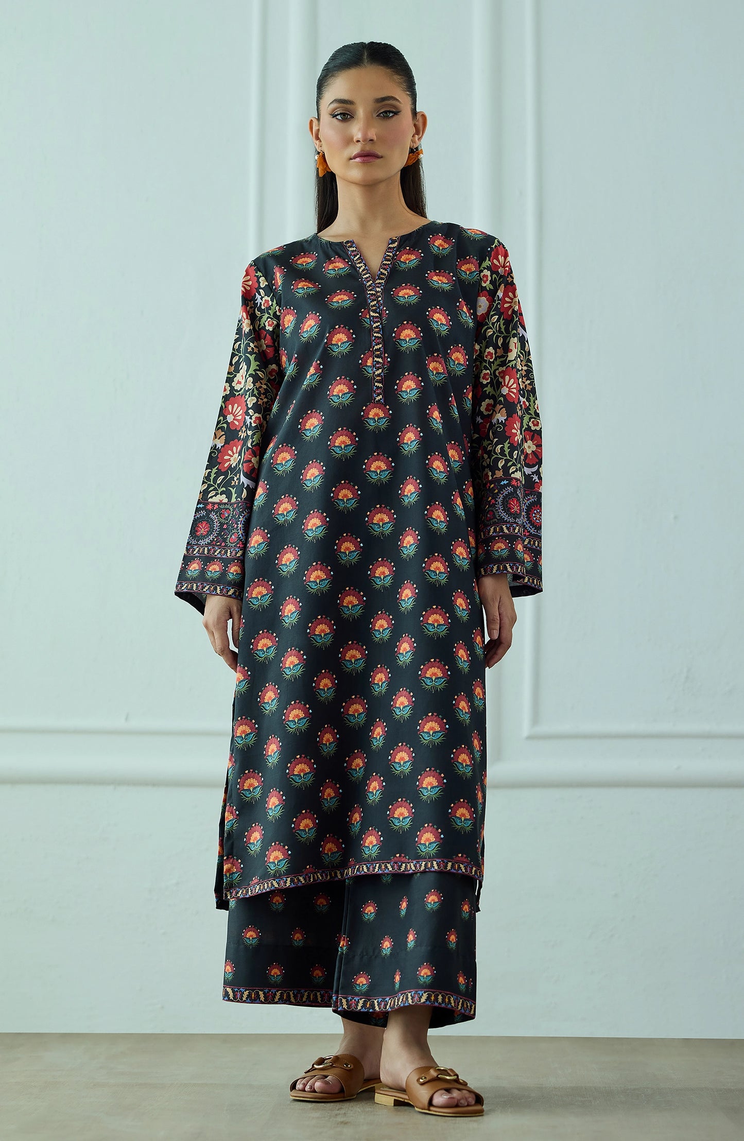 Stitched | 2 Piece | Printed | Cotton Viscose Shirt | WRCV25S-2012/S BLACK